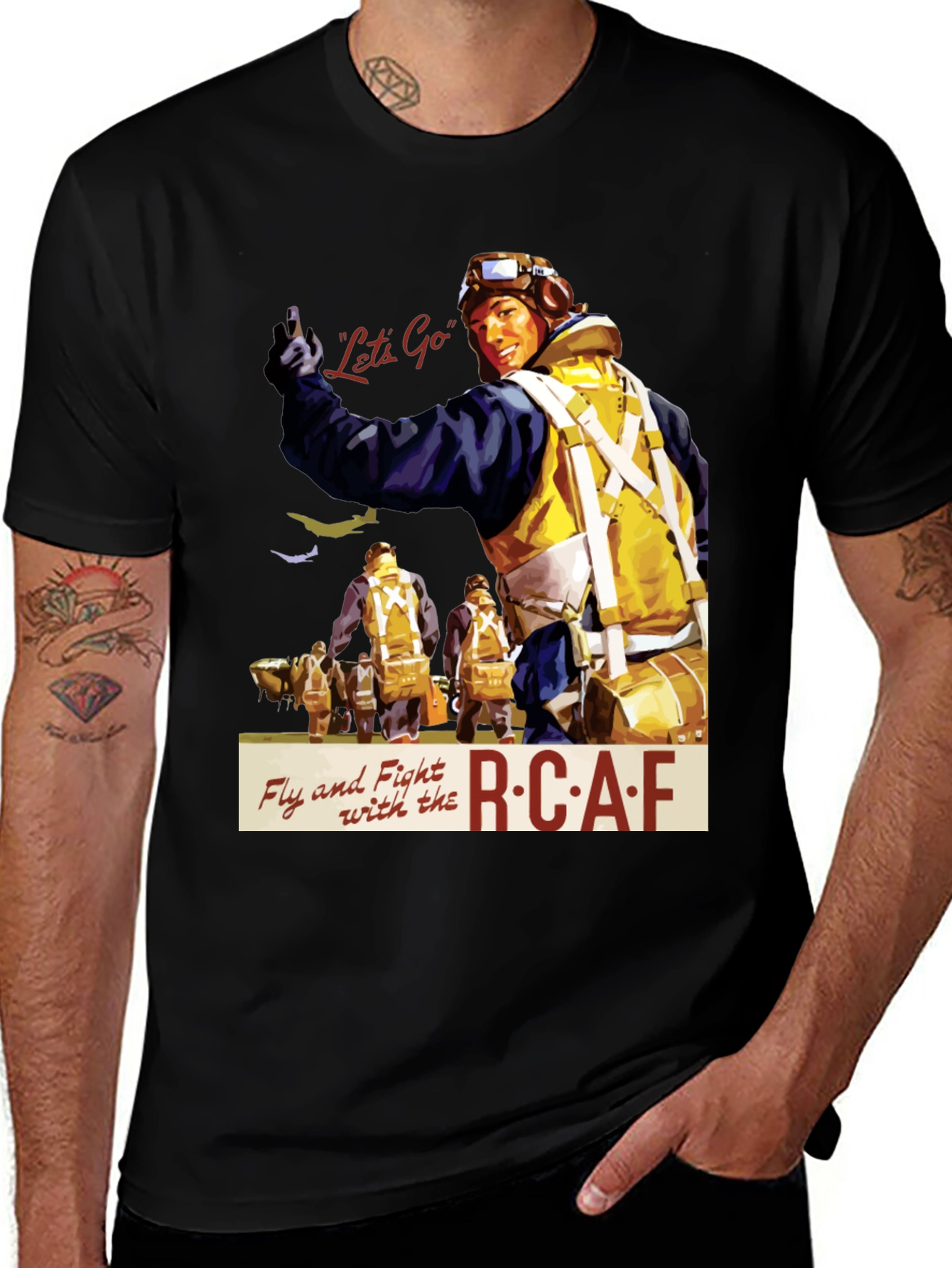 Variant 8 of Vintage RCAF Pilot T-Shirt - Fly and Fight!