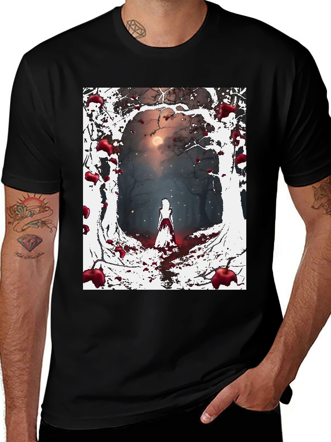 Variant 7 of Spooky Forest Graphic Tee - Dark Fantasy Style
