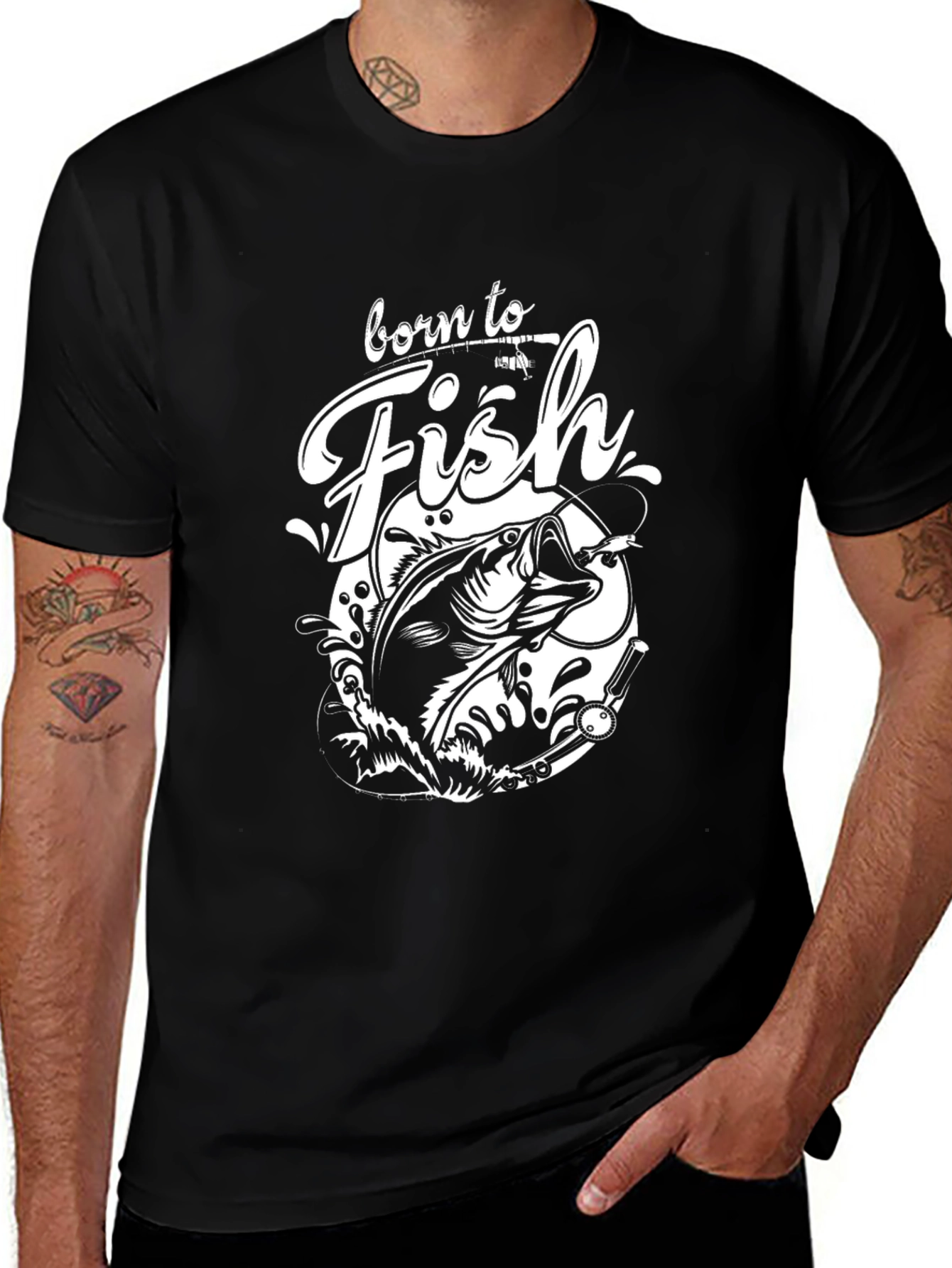 Born to Fish Black Graphic Tee