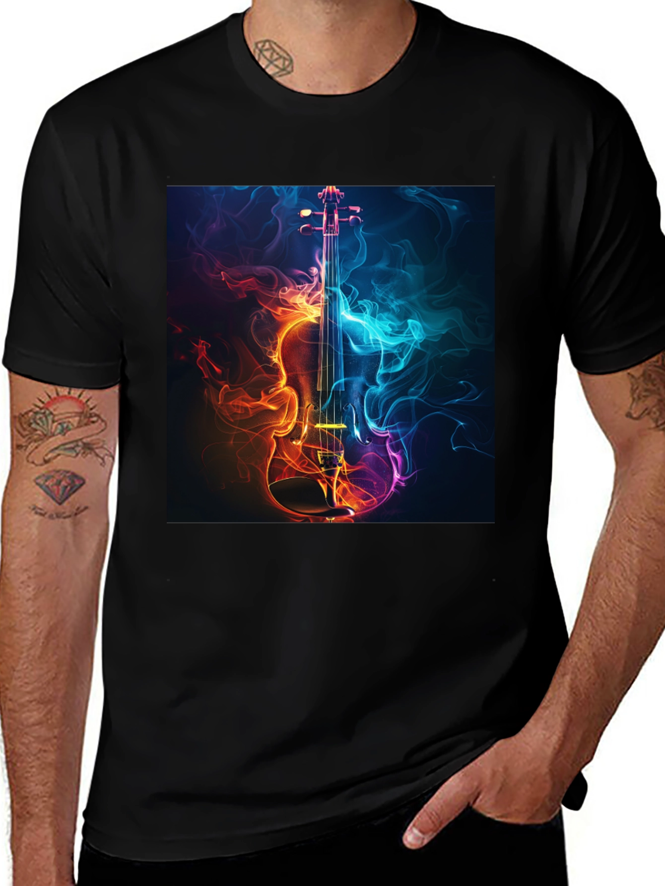 Variant 26 of Vibrant Violin Graphic Tee - Musical Flair