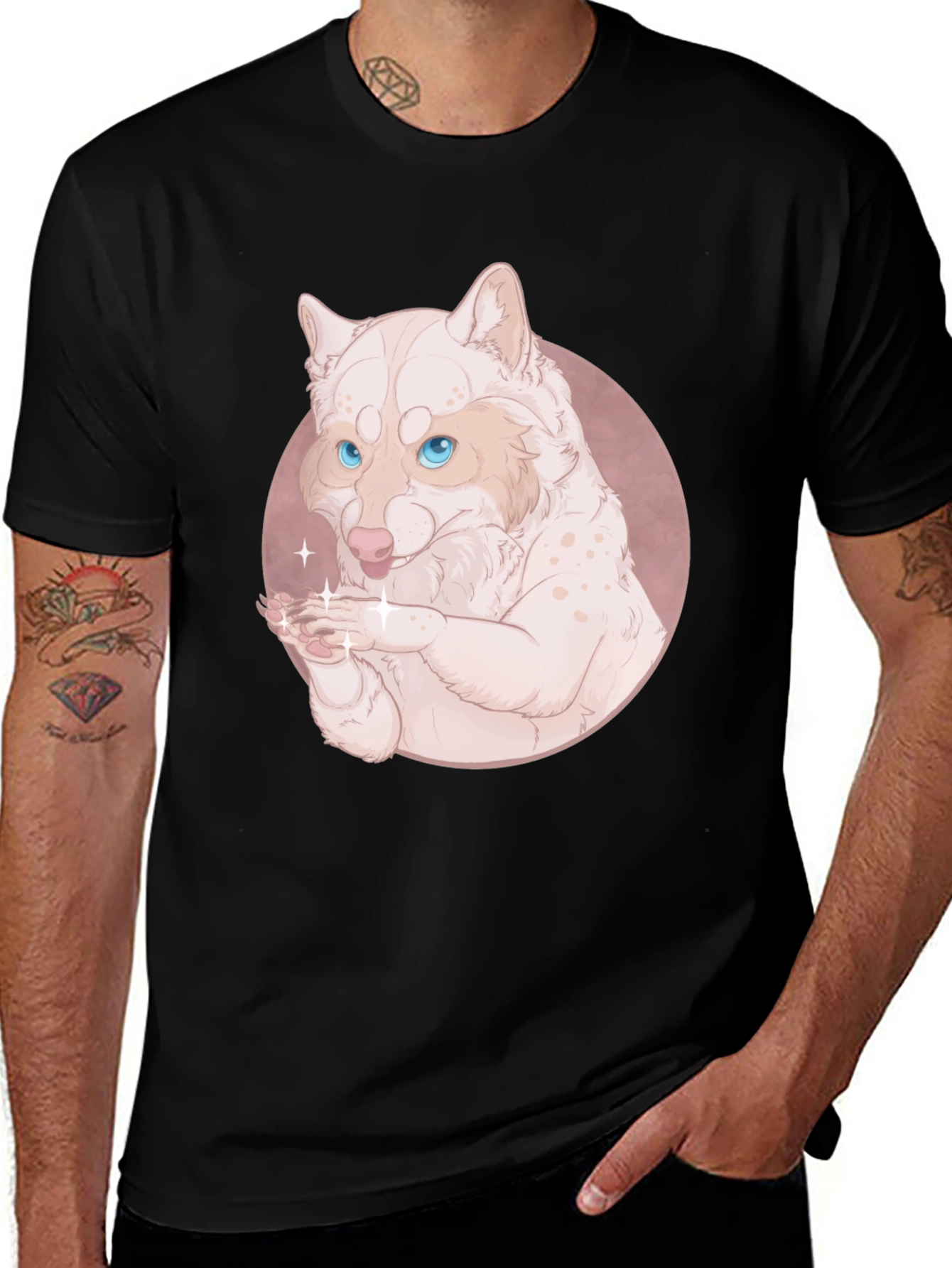 Variant 30 of Cute Wolf Design Black T-Shirt