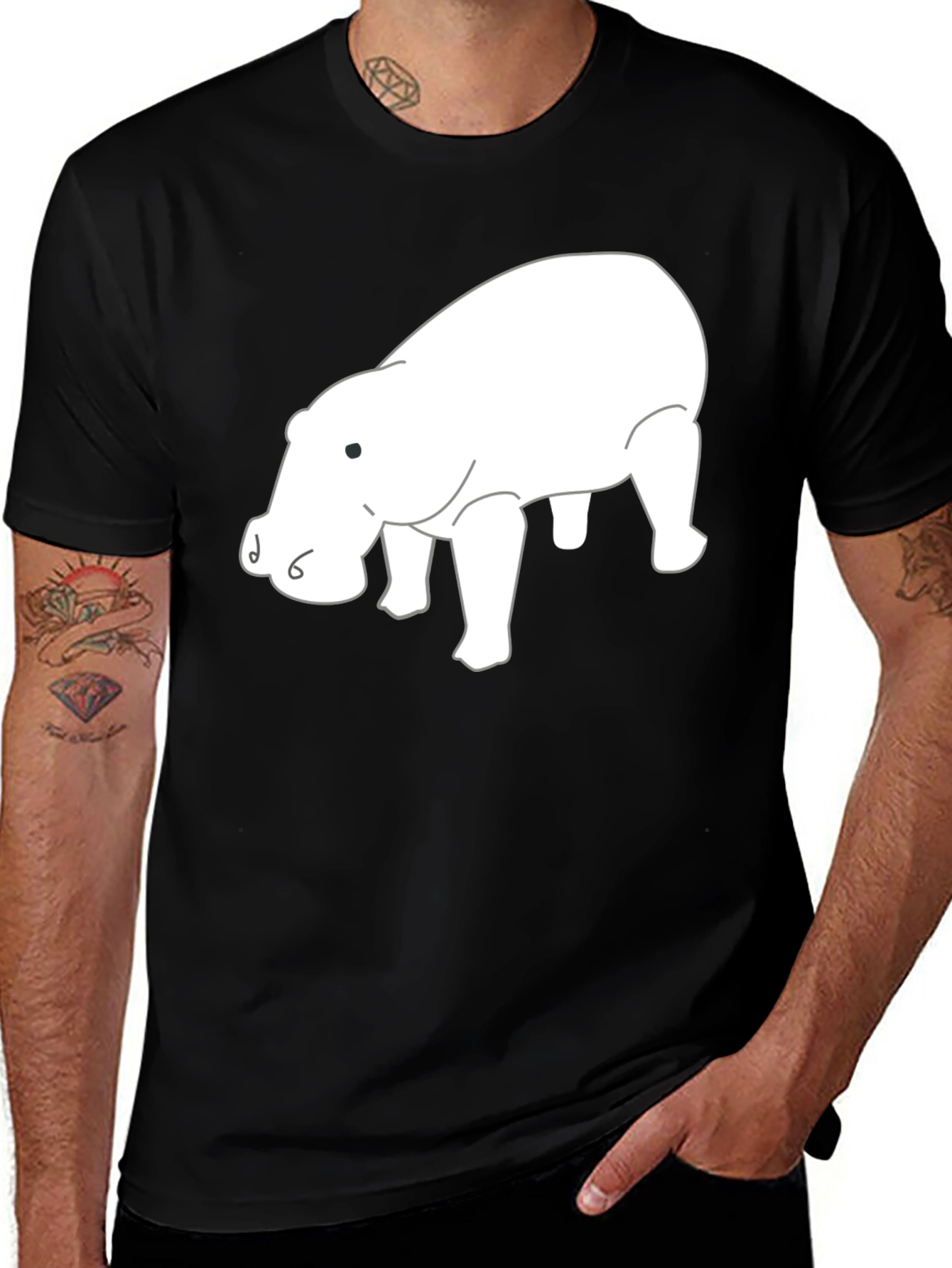 Variant 17 of Hippo Graphic Tee - Black Cotton T-Shirt