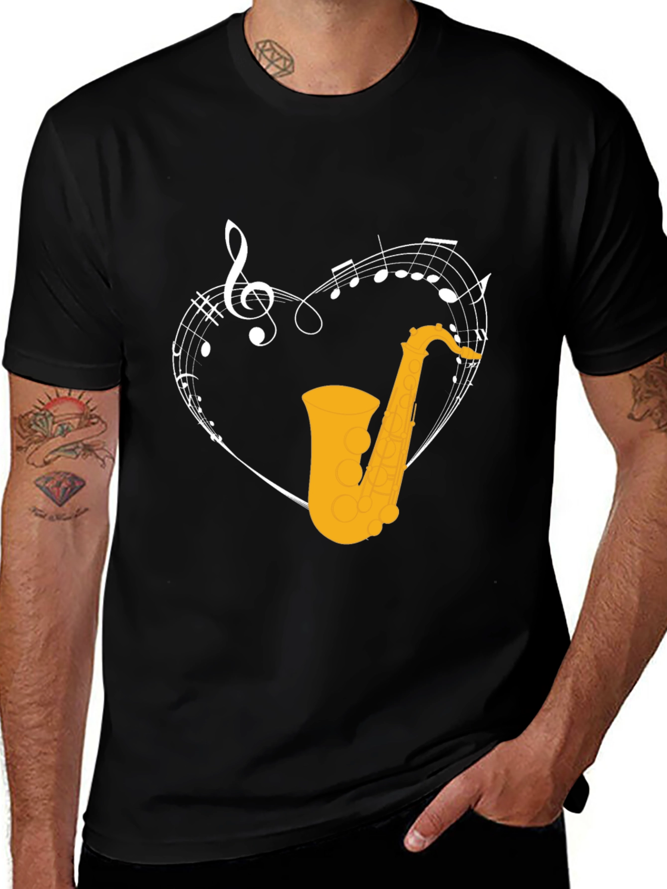Variant 5 of Saxophone Heart Graphic T-Shirt - Music Lover Tee
