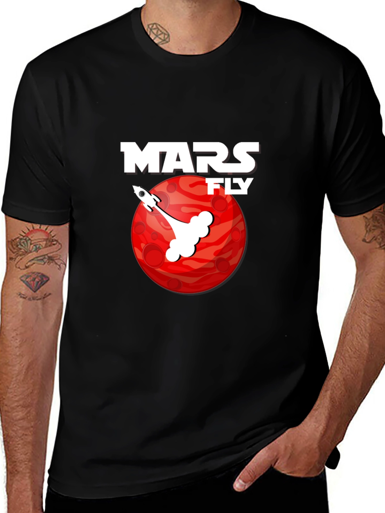 Mars Fly Graphic T-Shirt - Black Cotton Tee