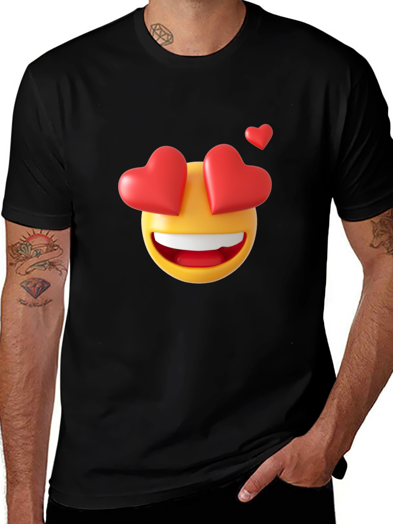 Variant 29 of Emoji Heart Eyes Black T-Shirt