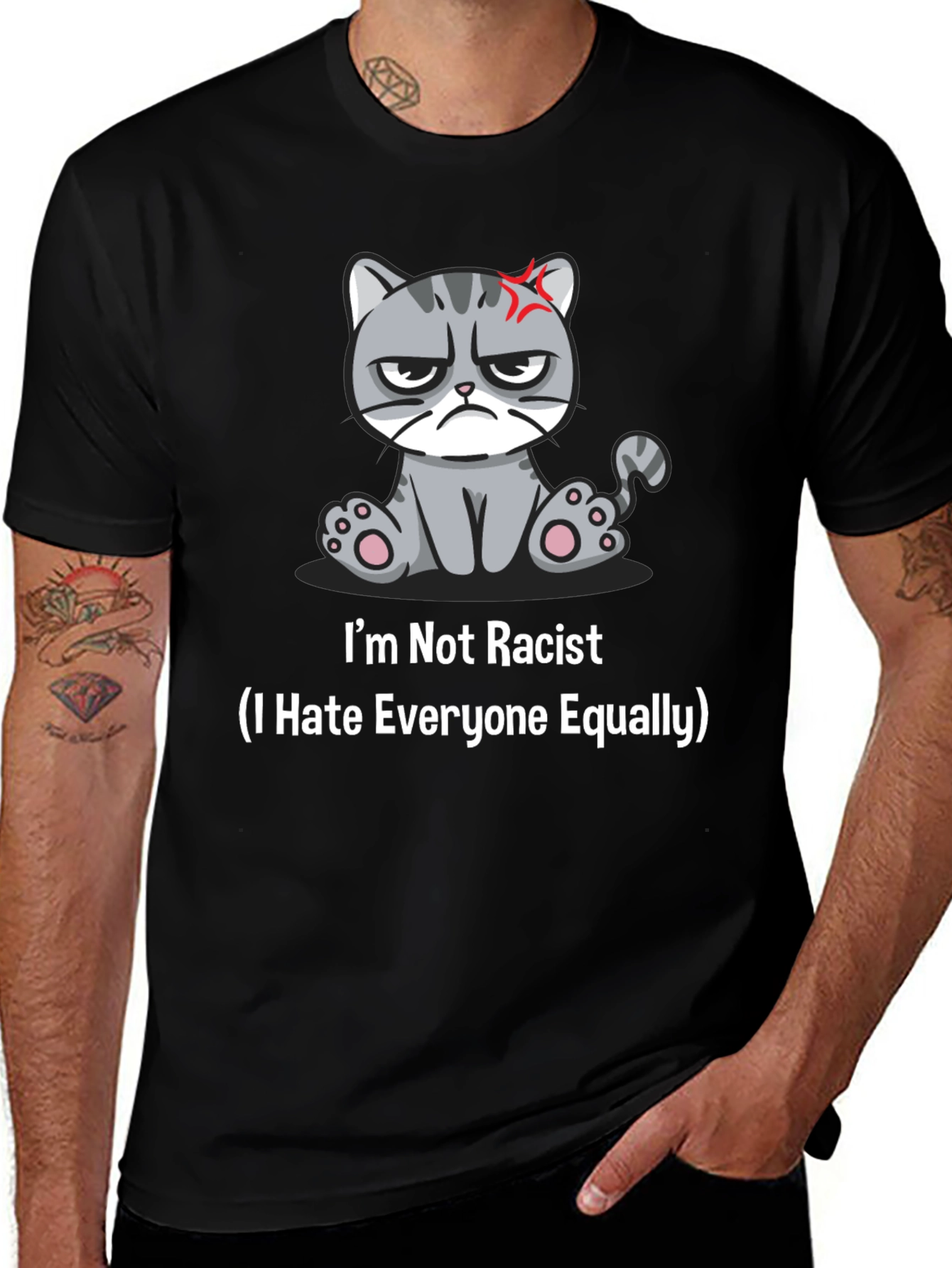 Variant 3 of Grumpy Cat "Not Racist" Graphic Tee