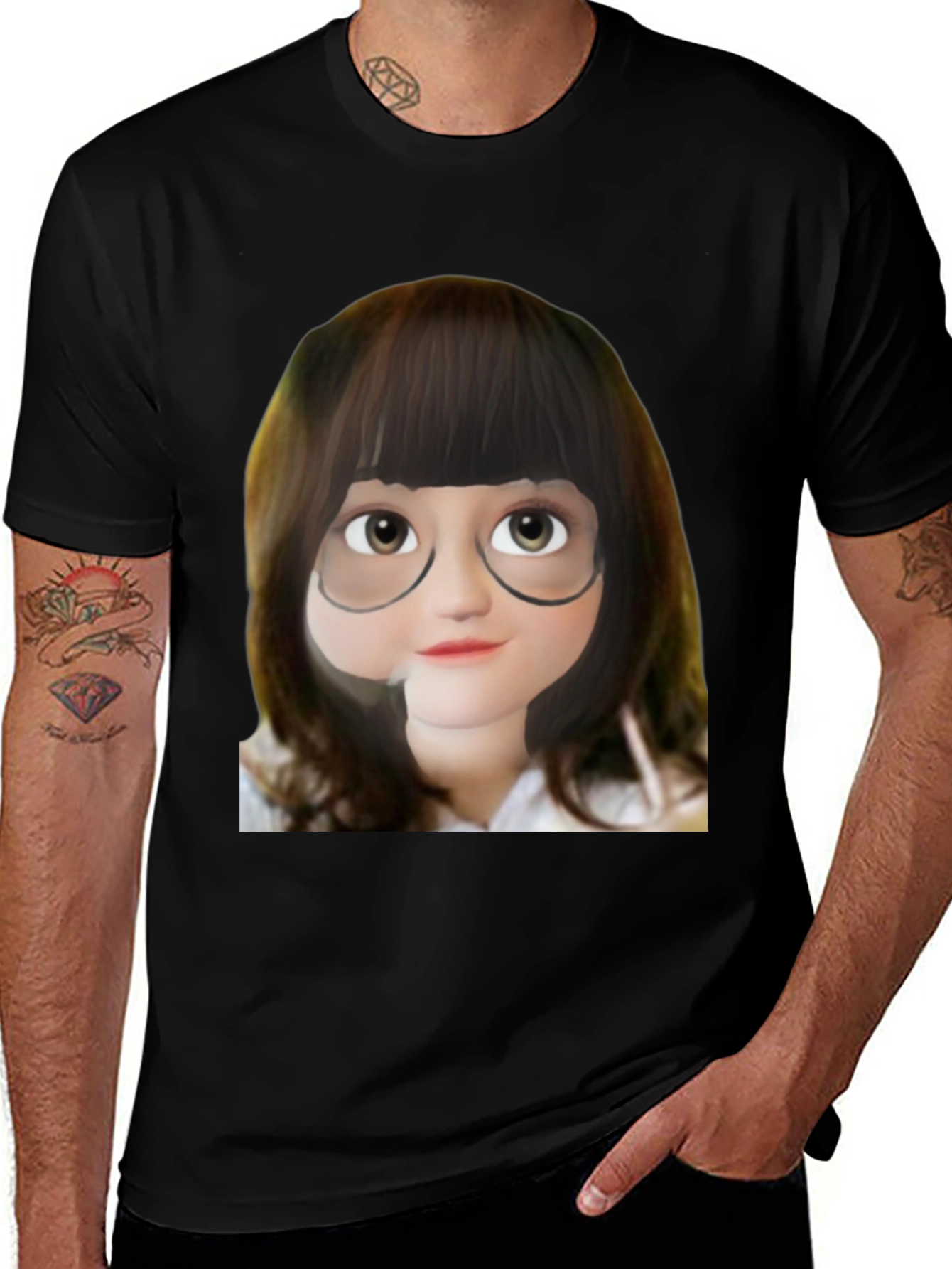 Variant 4 of Edna Mode Cartoon Black T-Shirt