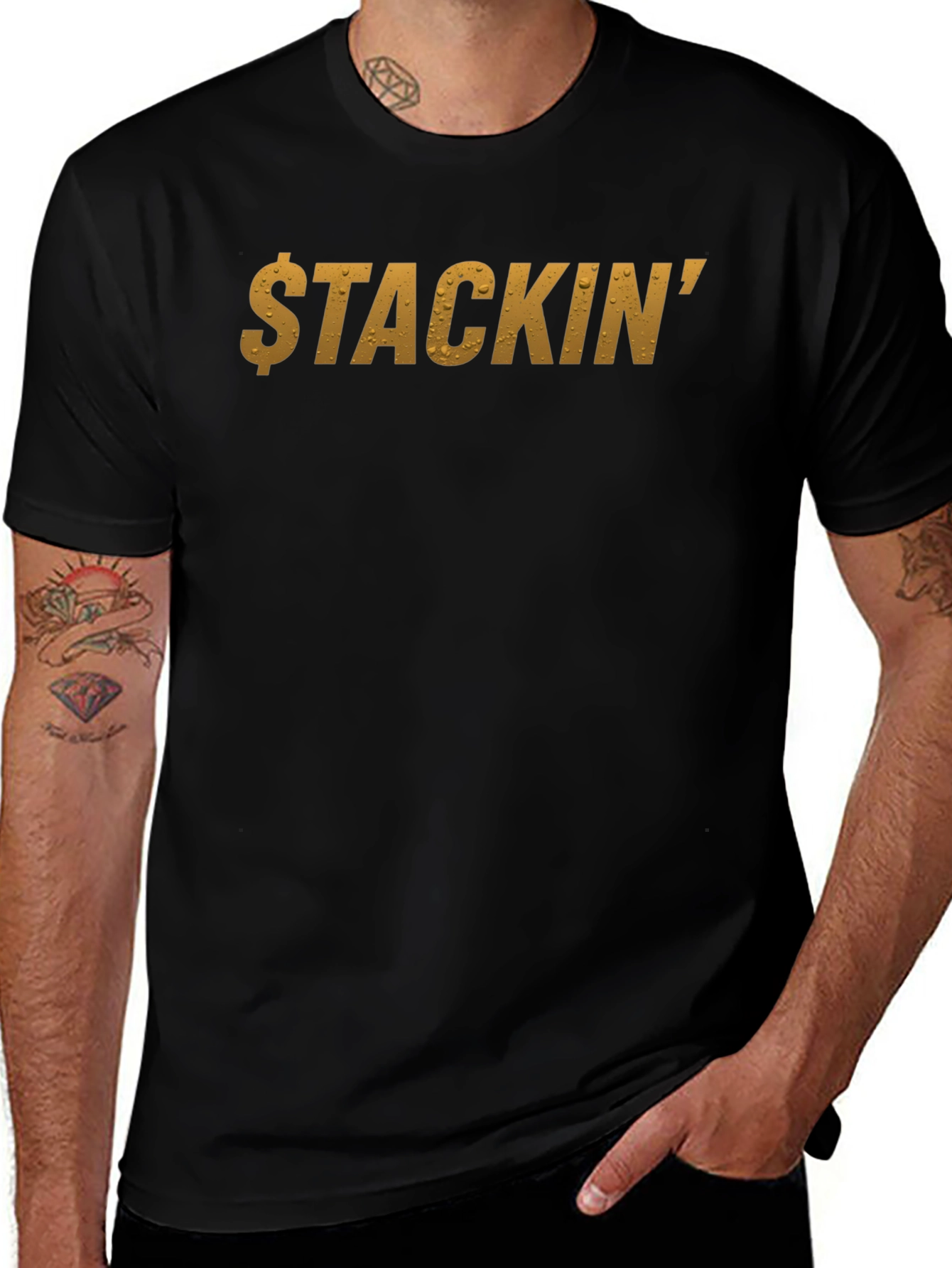 Variant 26 of Stackin' Graphic Print Men's Black T-Shirt