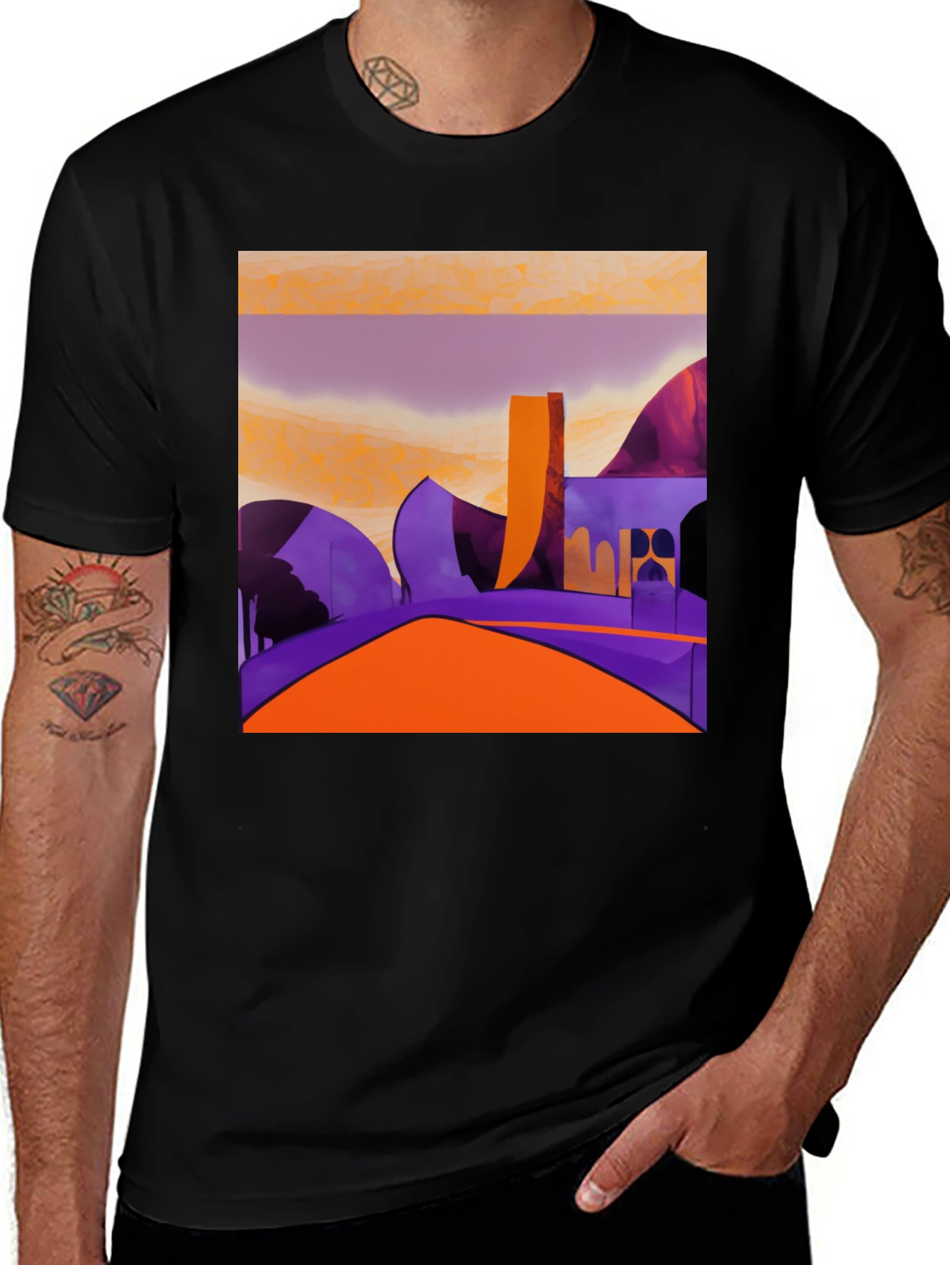 Variant 14 of Abstract Landscape Graphic Tee - Modern Art Shirt