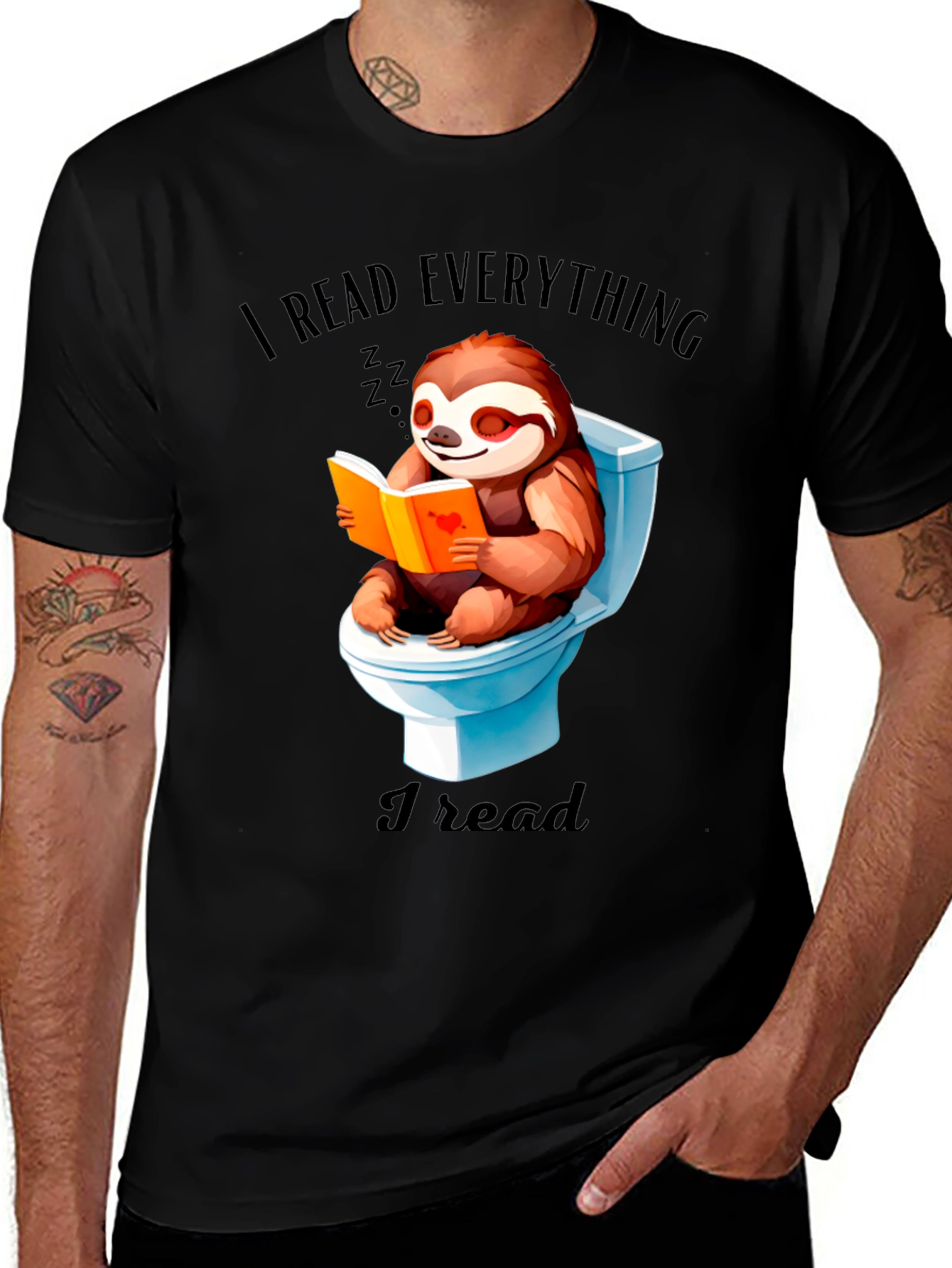 Variant 9 of Sloth Reader T-Shirt - "I Read Everything"