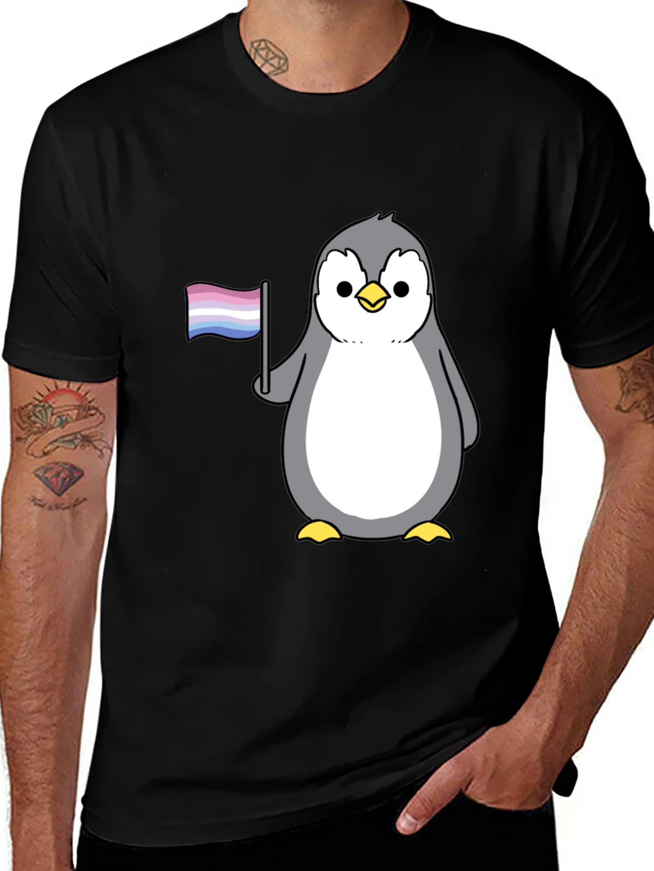 Variant 14 of Penguin Pride T-Shirt - Bi Flag Graphic Tee