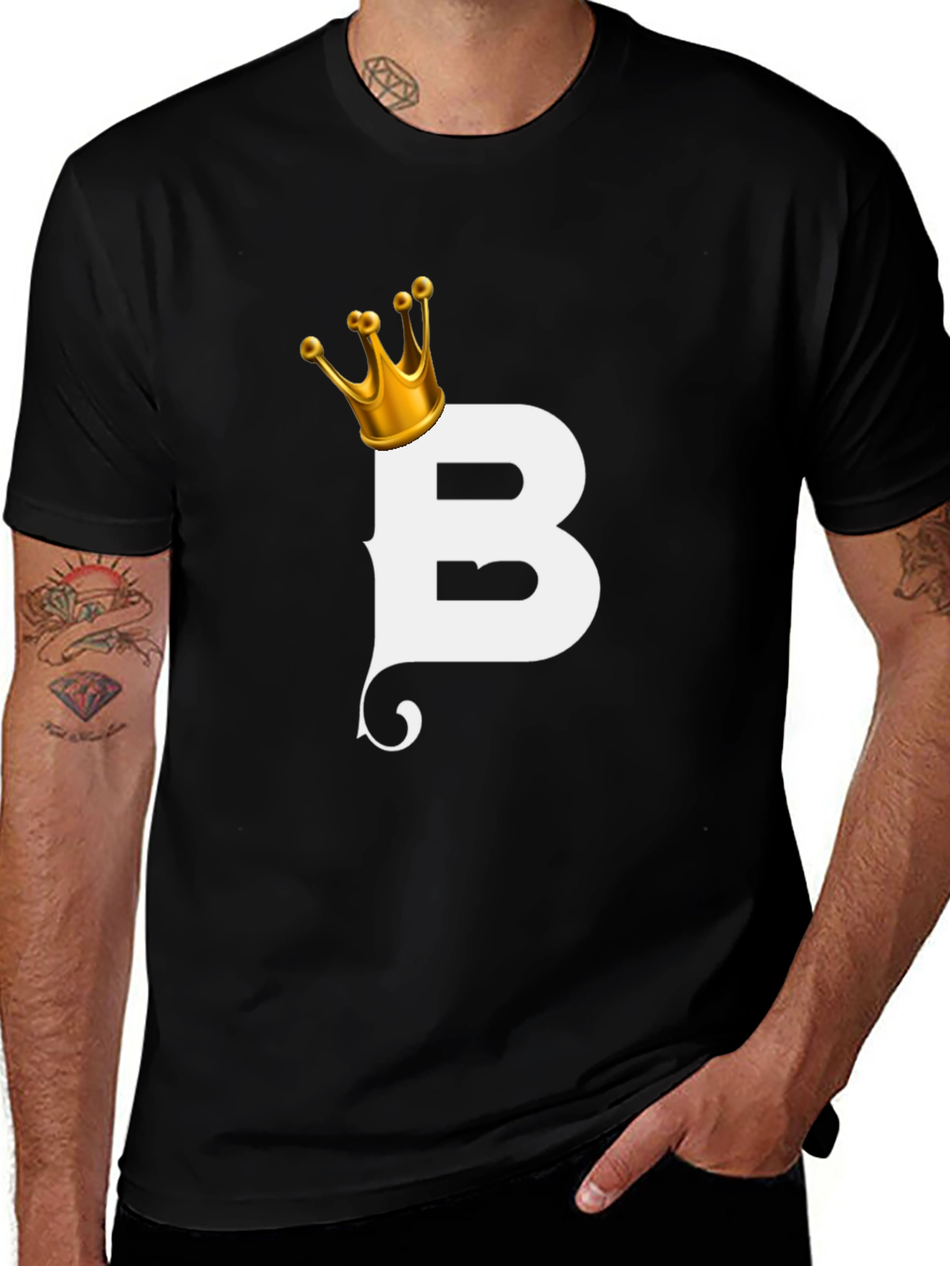 Variant 18 of King B Black T-Shirt - Stylish Letter Graphic Tee