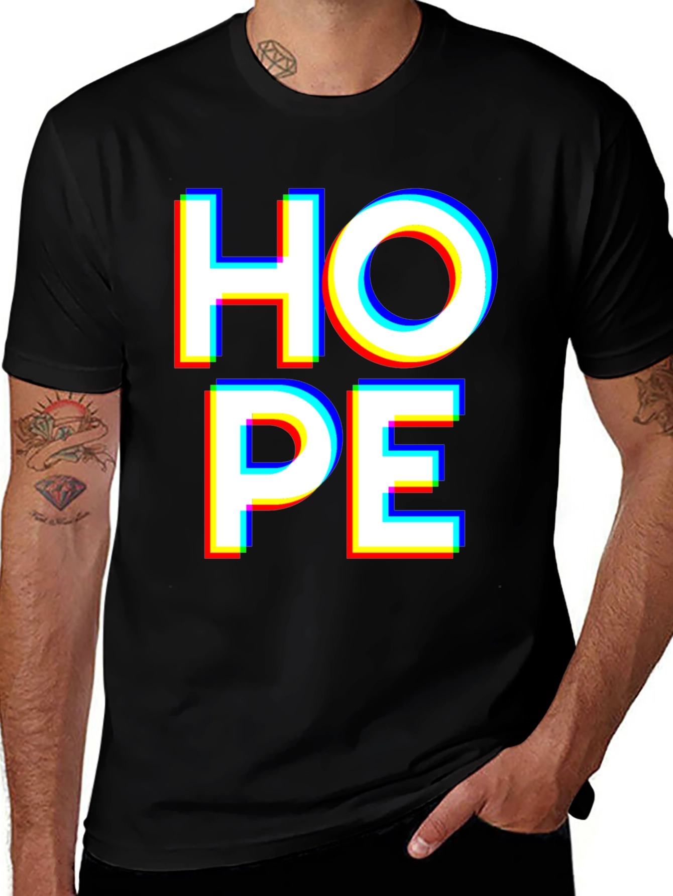 HOPE Glitch Graphic Black T-Shirt