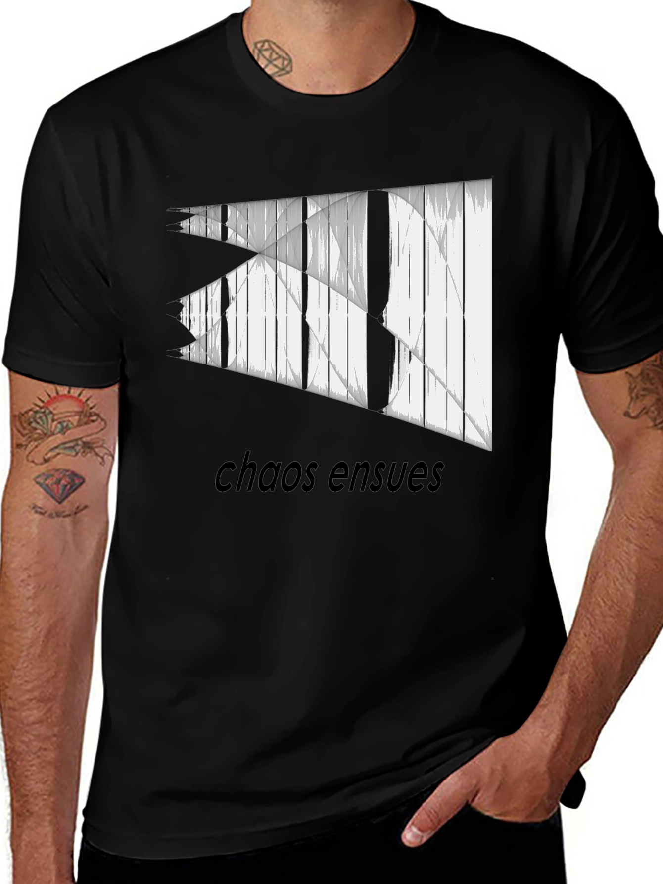 Variant 13 of Chaos Ensues Graphic Tee - Modern Black T-Shirt