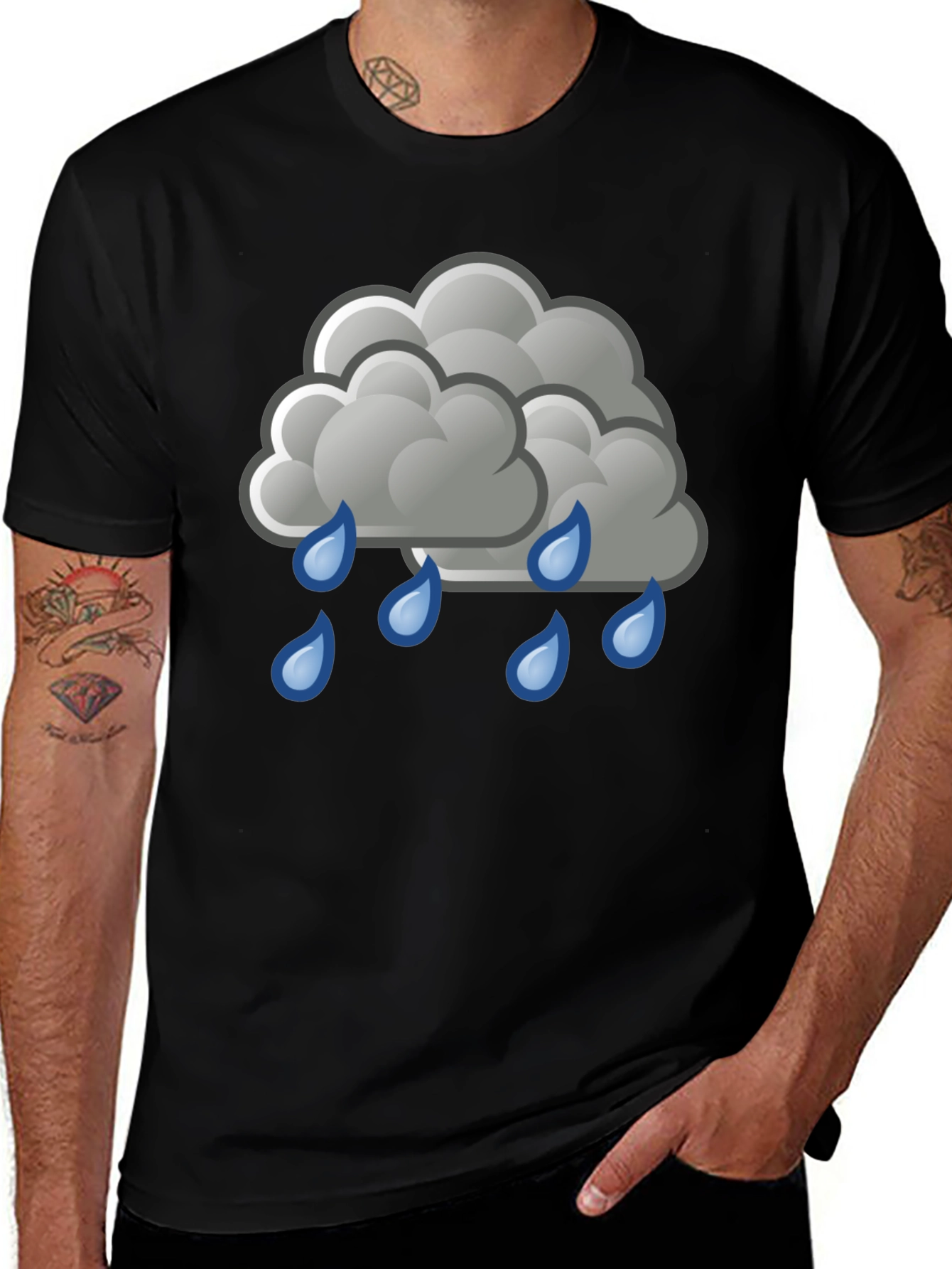Black Rain Cloud Graphic Tee - Black Cotton Shirt main image