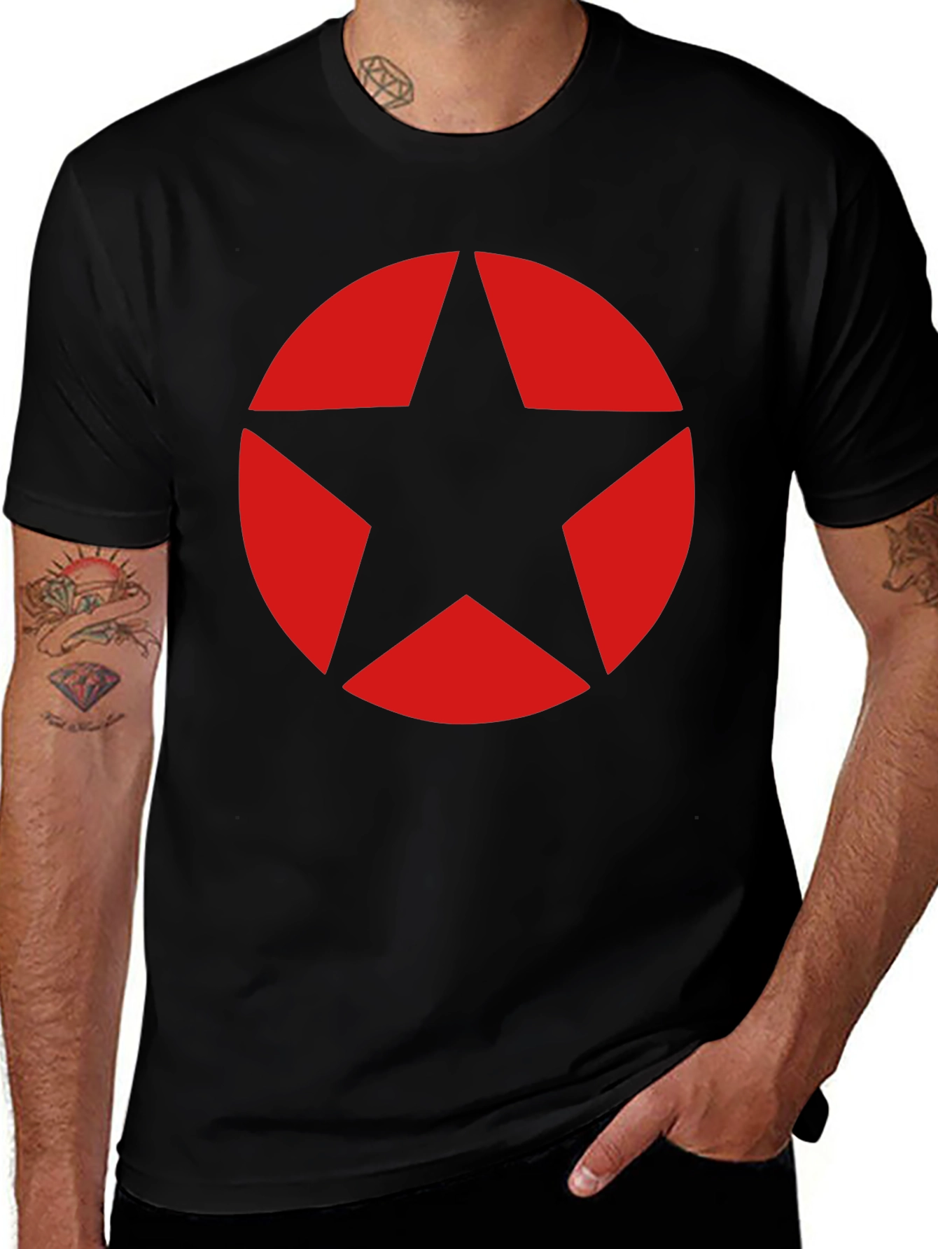 Variant 18 of Red Star Graphic Black T-Shirt