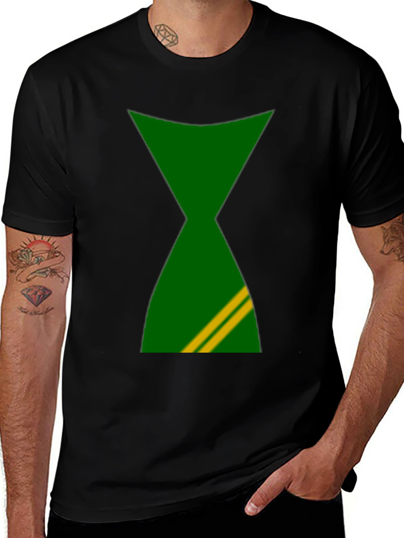 Variant 30 of Green Hourglass Tee - Mens Casual Black T-Shirt