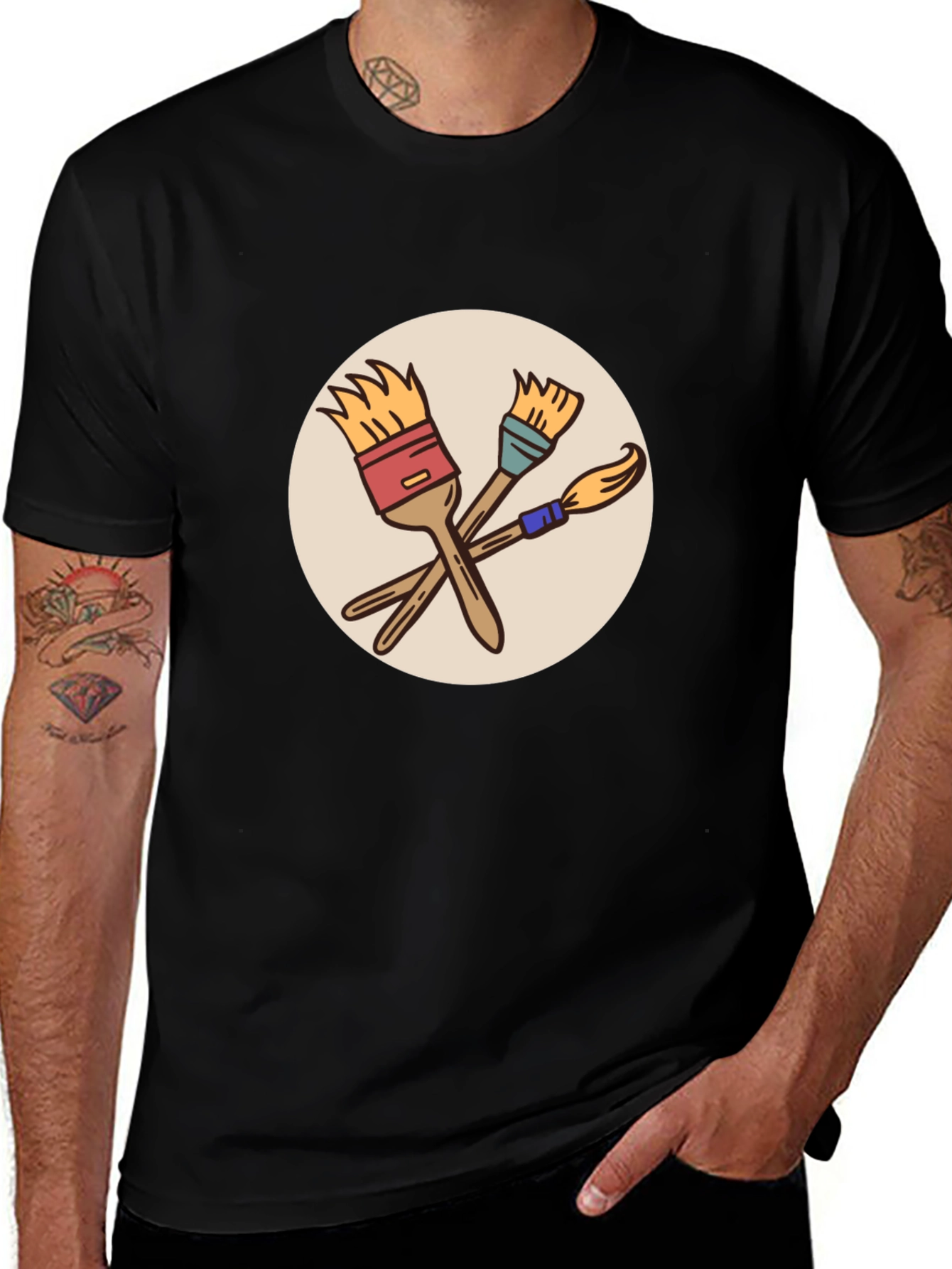 Artistic Paintbrush Graphic Tee - Stylish & Creative