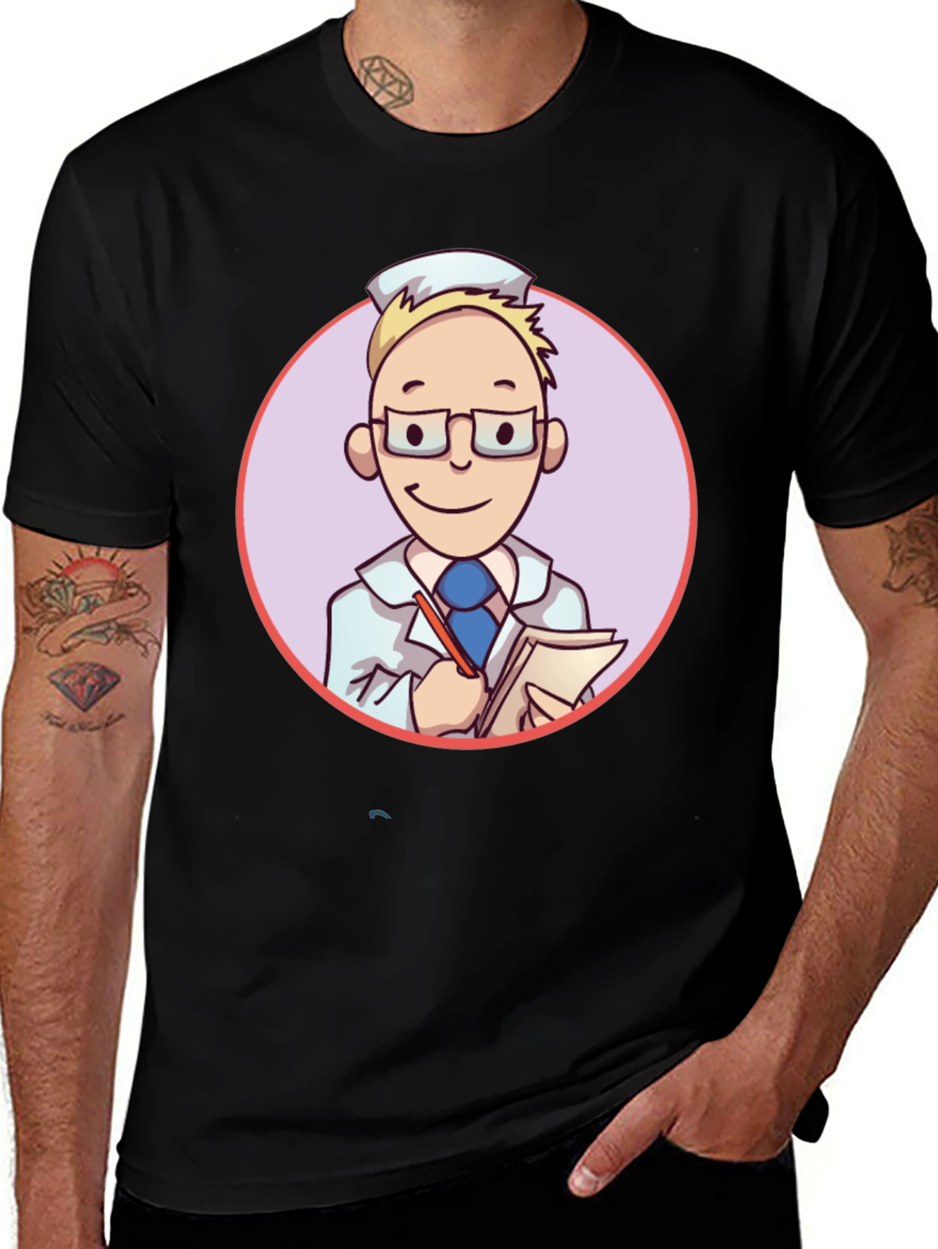 Variant 27 of Cartoon Doctor Graphic Tee - Quirky Style