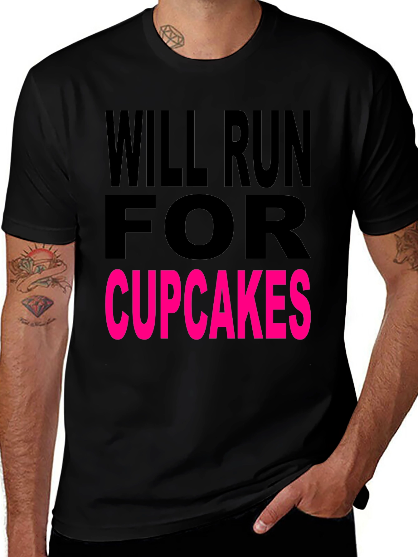 Variant 4 of Will Run for Cupcakes Black T-Shirt