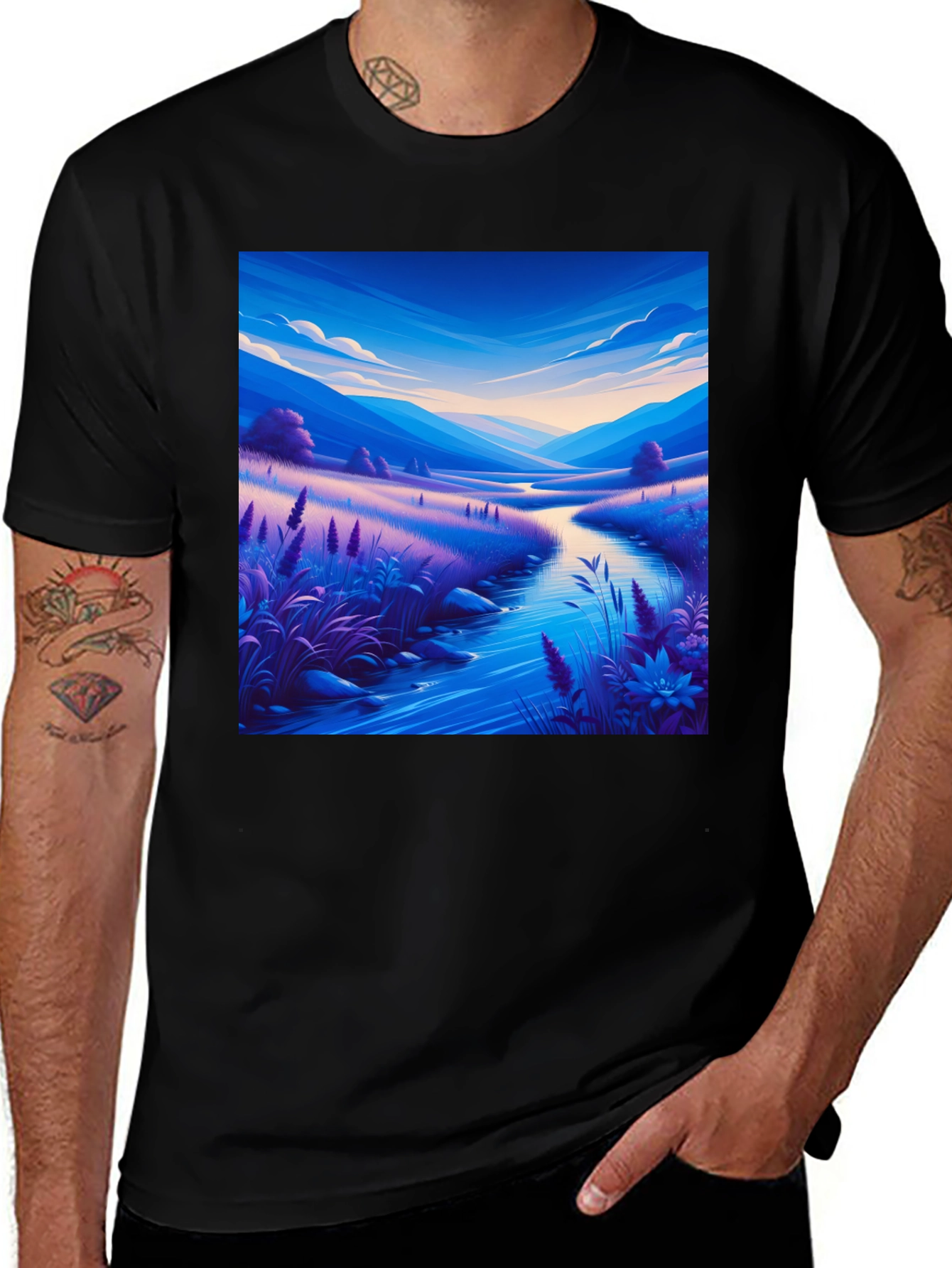 Scenic River Valley Art Print T-Shirt