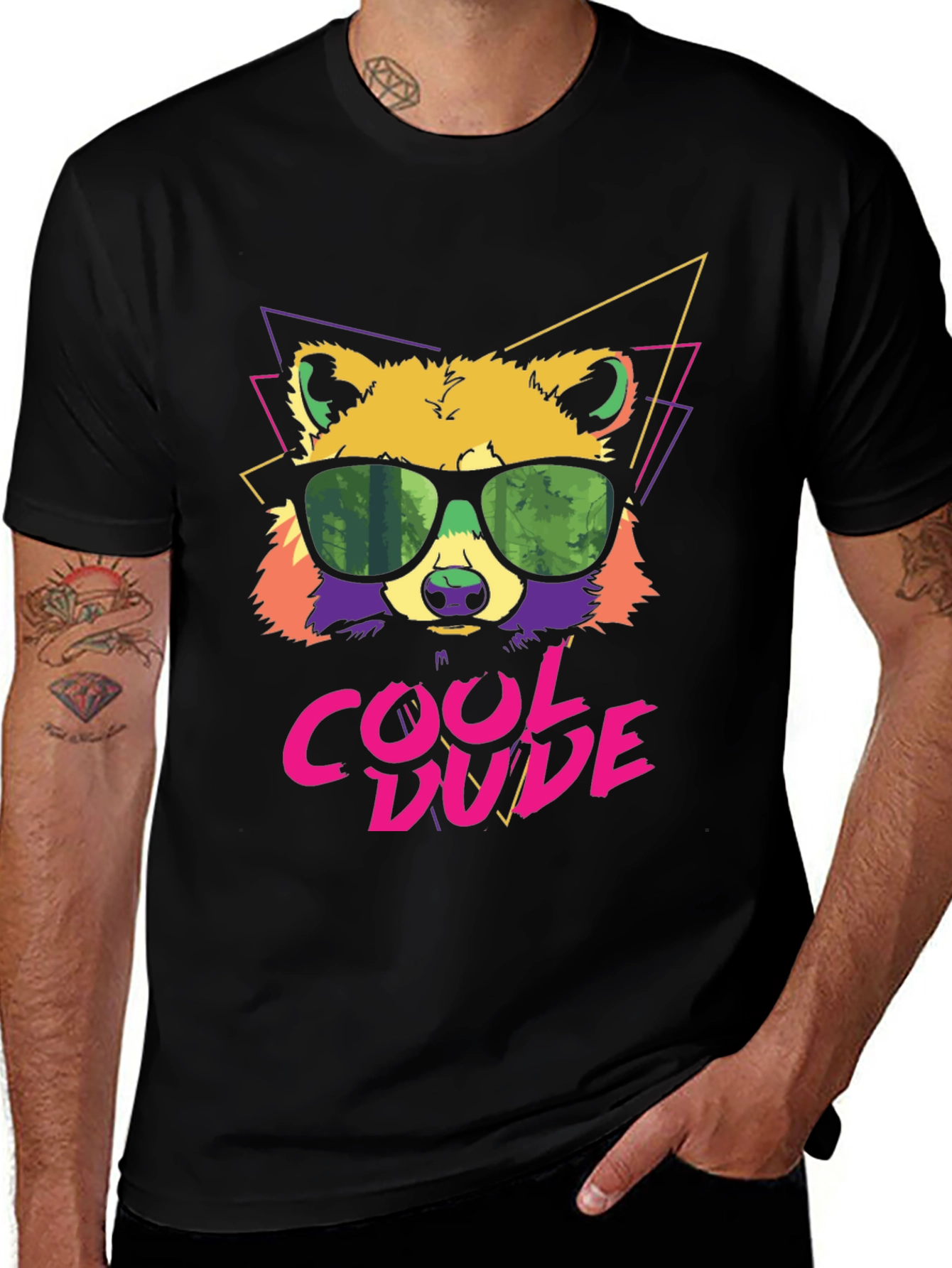 Variant 18 of Cool Dude Raccoon Graphic Tee - Black