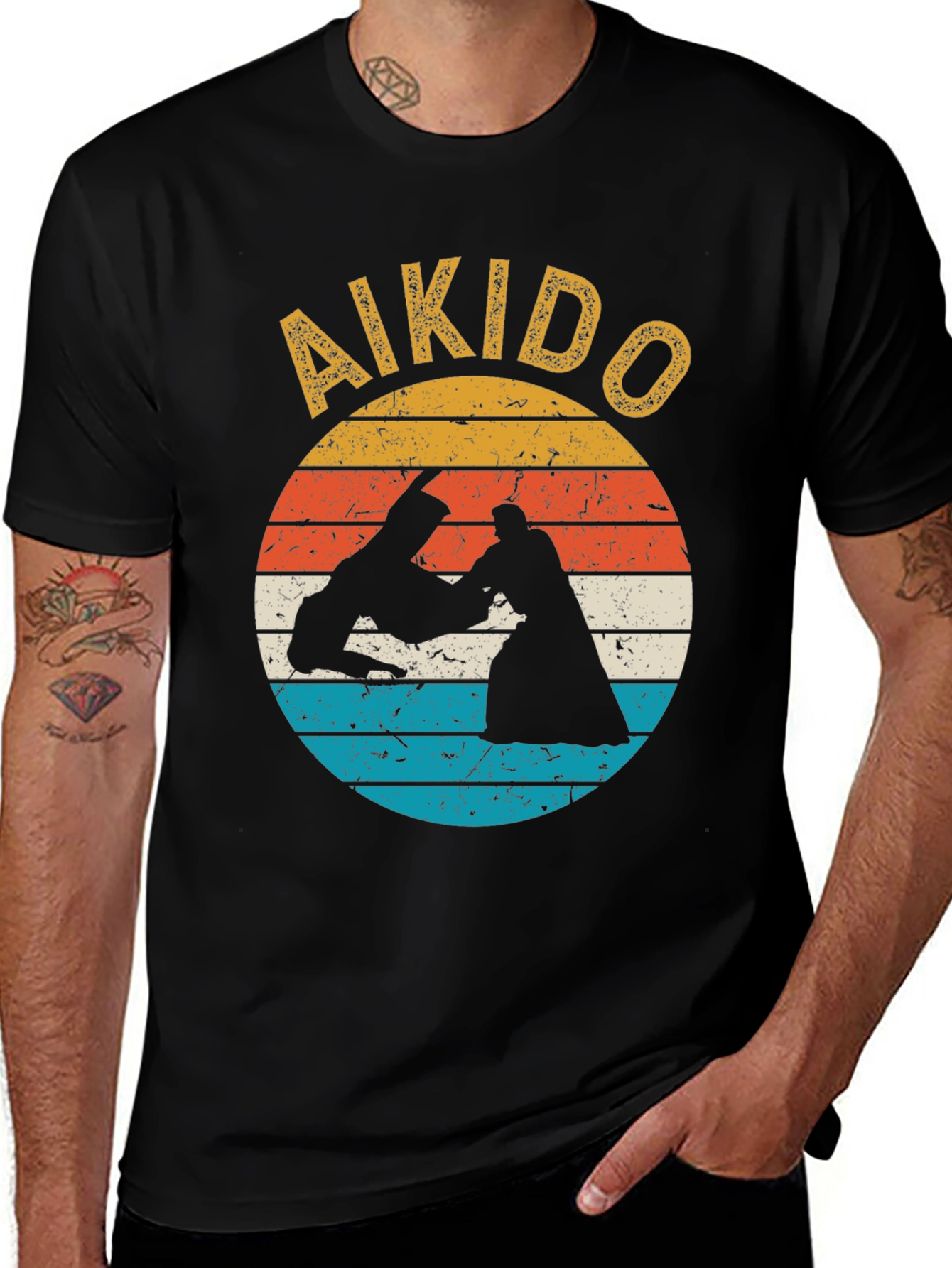 Aikido Retro Sunset T-Shirt - Martial Arts Training Tee