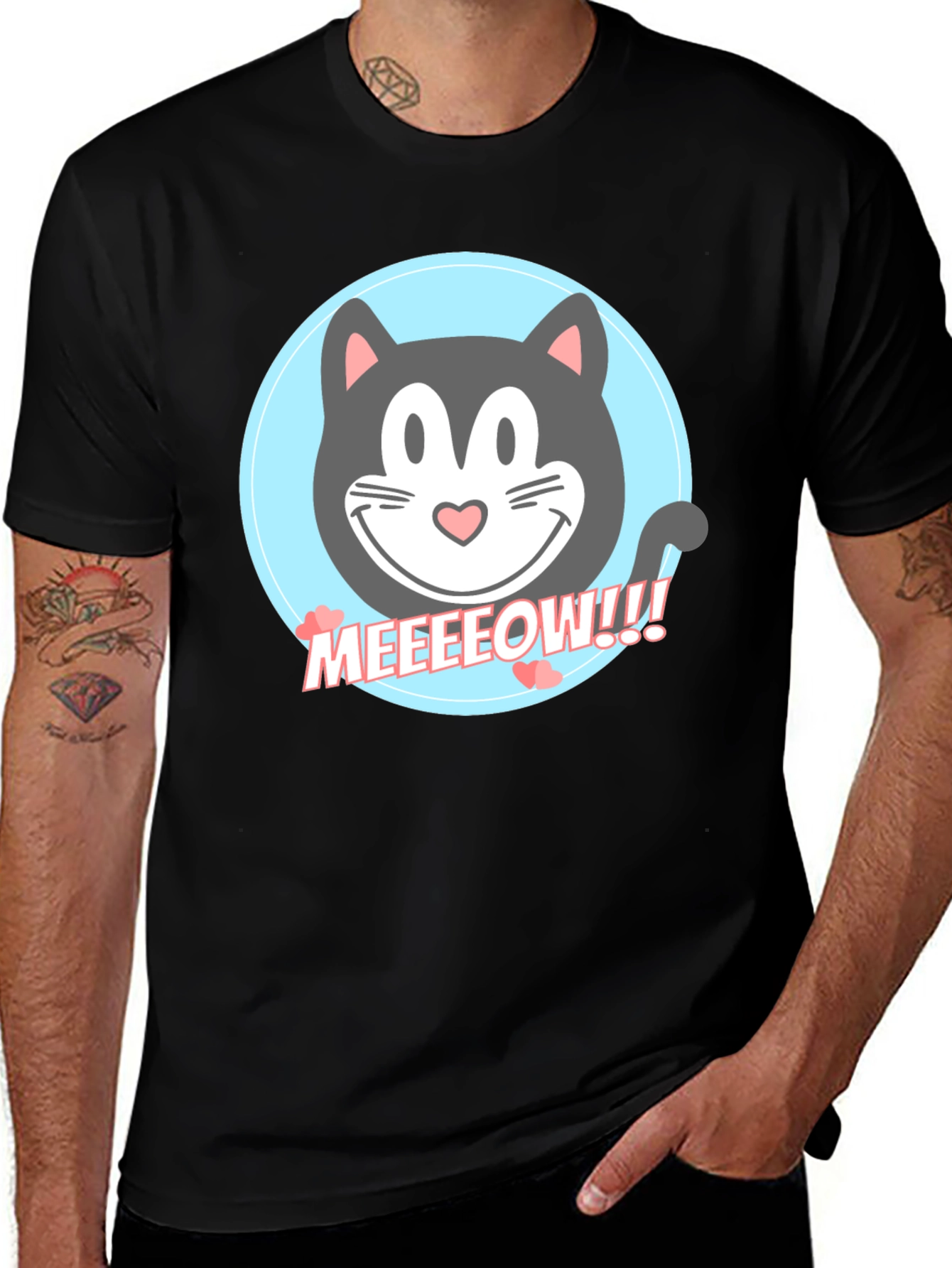 Variant 16 of Cute Cat MEEEOW Graphic Black T-Shirt