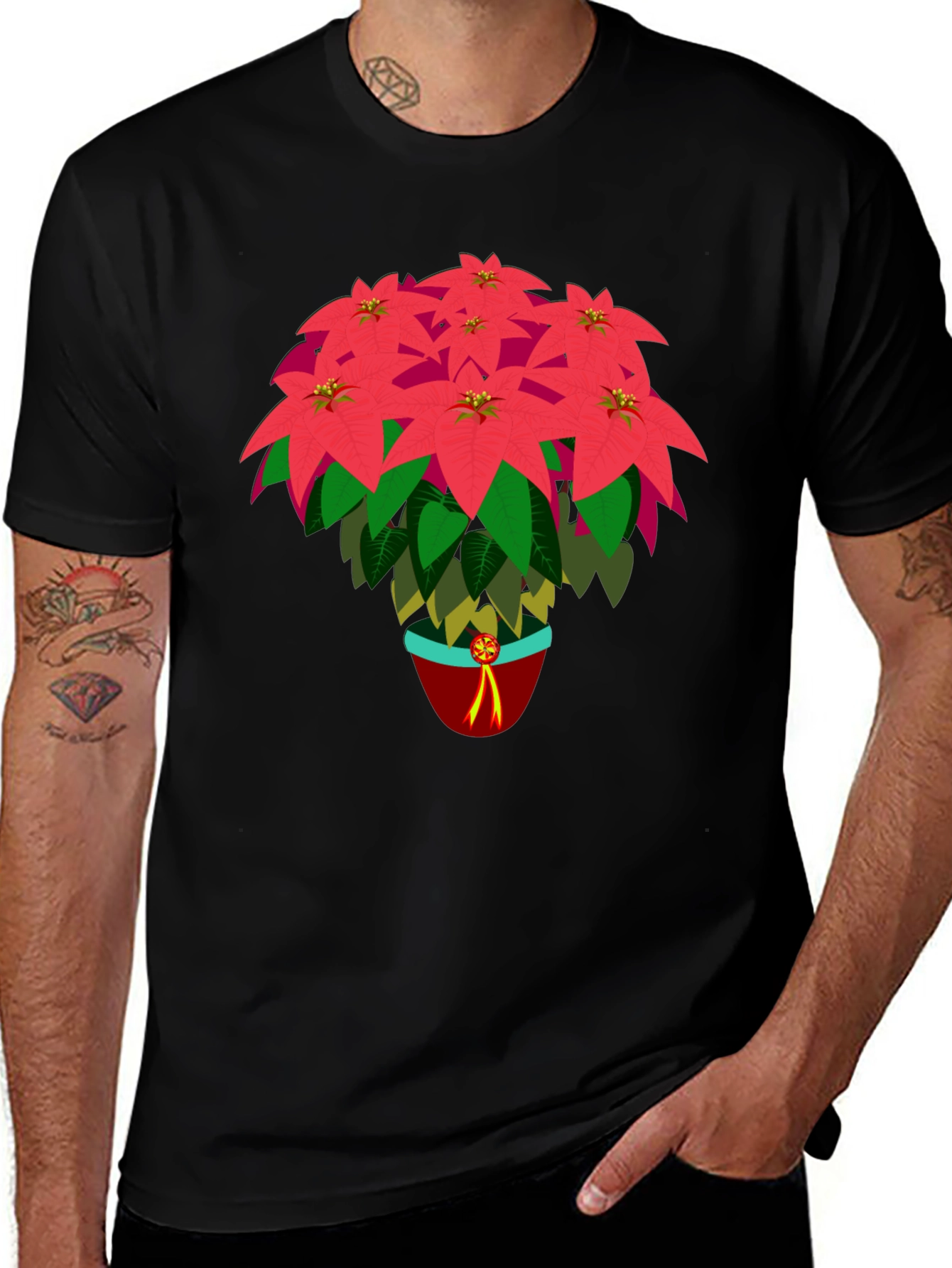 Variant 12 of Poinsettia Flower Pot Graphic Tee