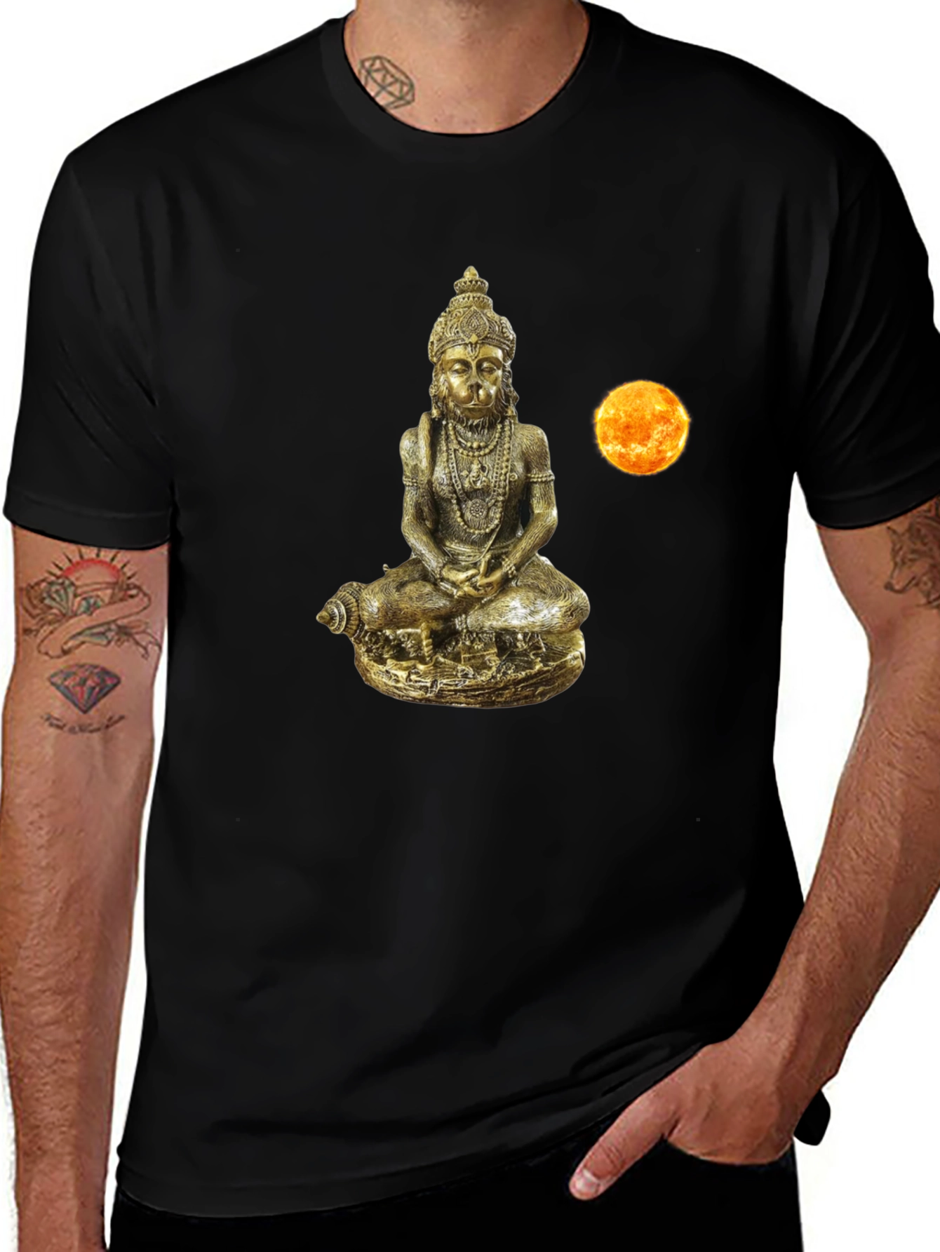 Variant 24 of Hanuman Gold Statue Graphic Tee