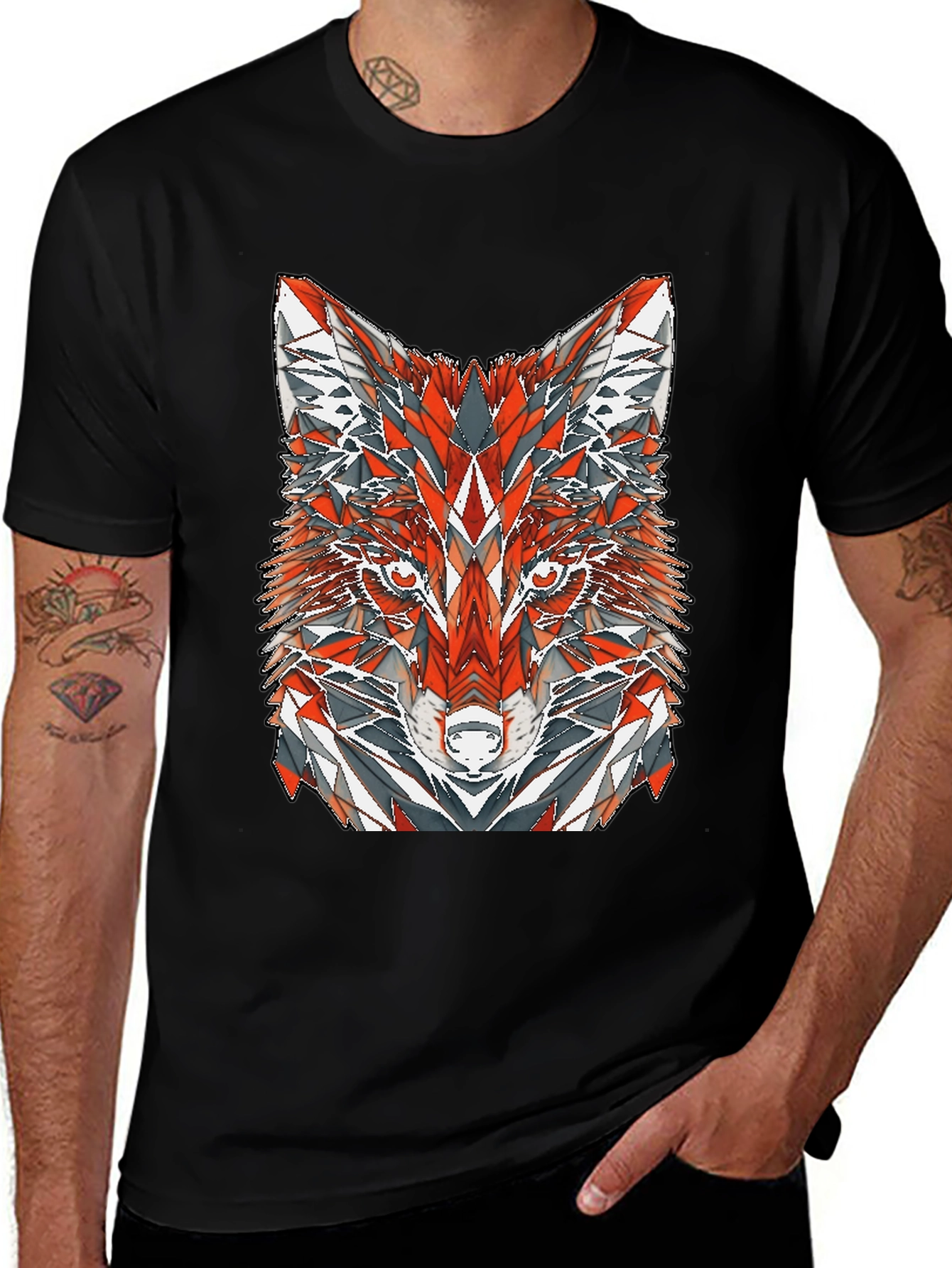 Variant 5 of Geometric Fox Graphic Print T-Shirt