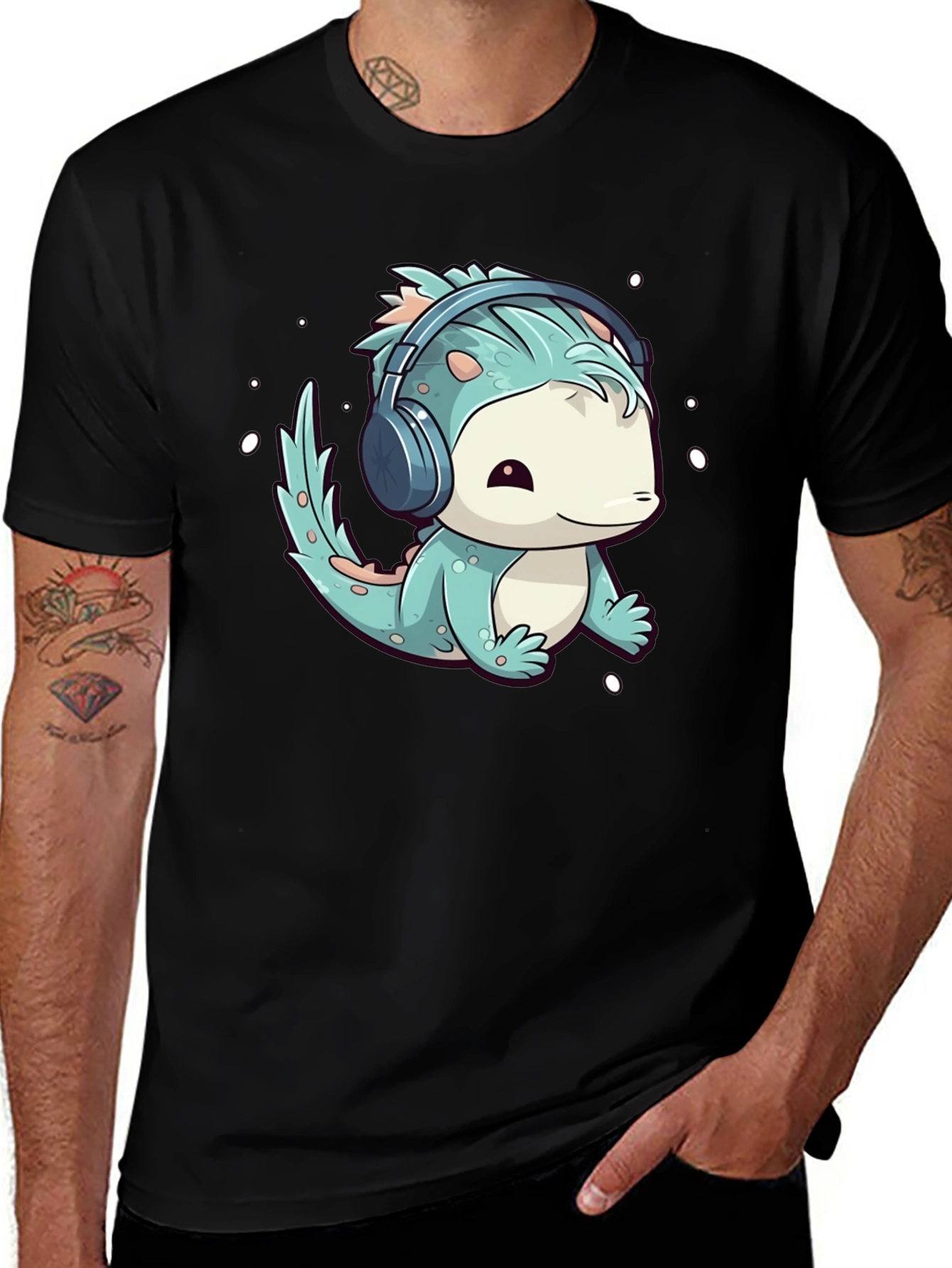 Variant 23 of Cute Dinosaur Headphones Graphic Tee