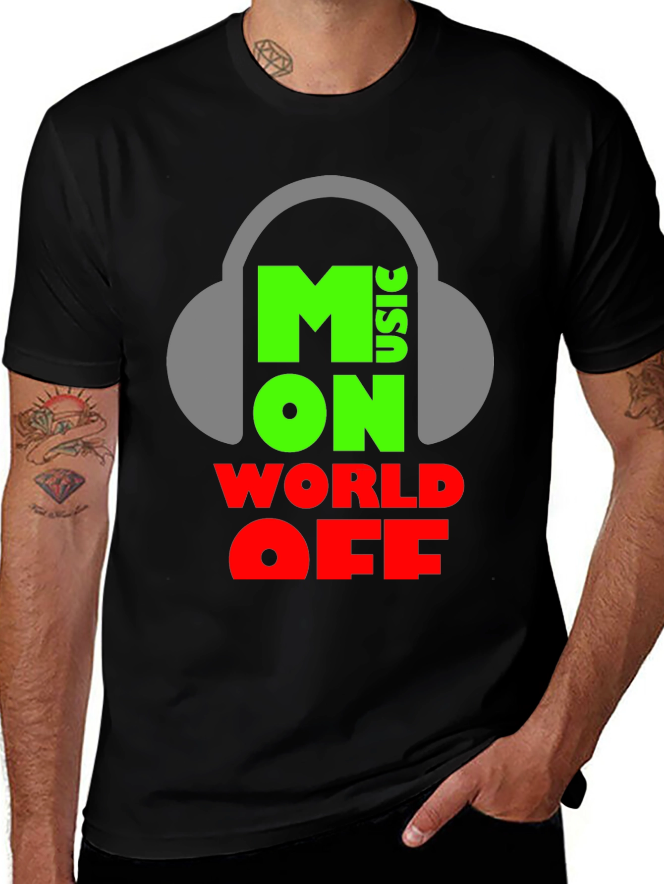 Variant 24 of Moon Music T-Shirt: World Off Headphones Tee