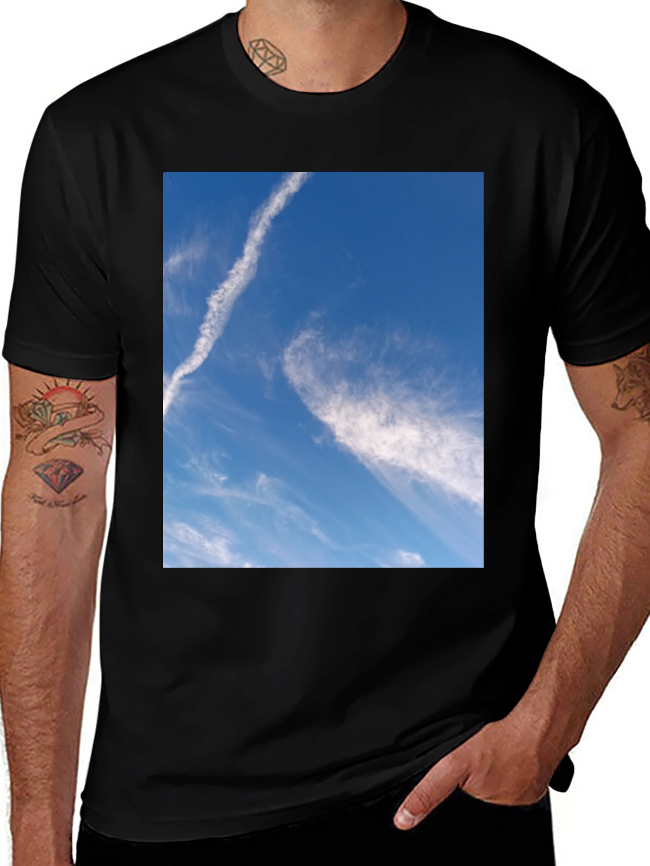 Sky Print Black T-Shirt