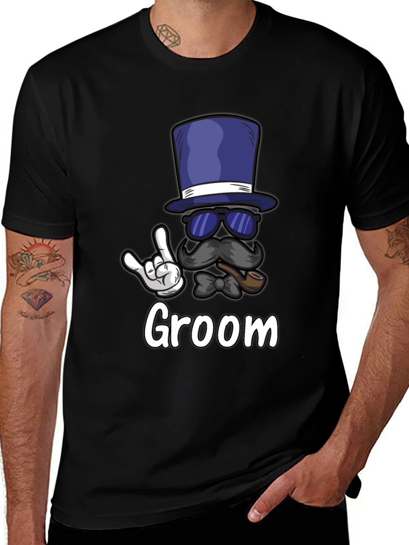Variant 11 of Groom Bachelor Party T-Shirt: Fun Top Hat Design