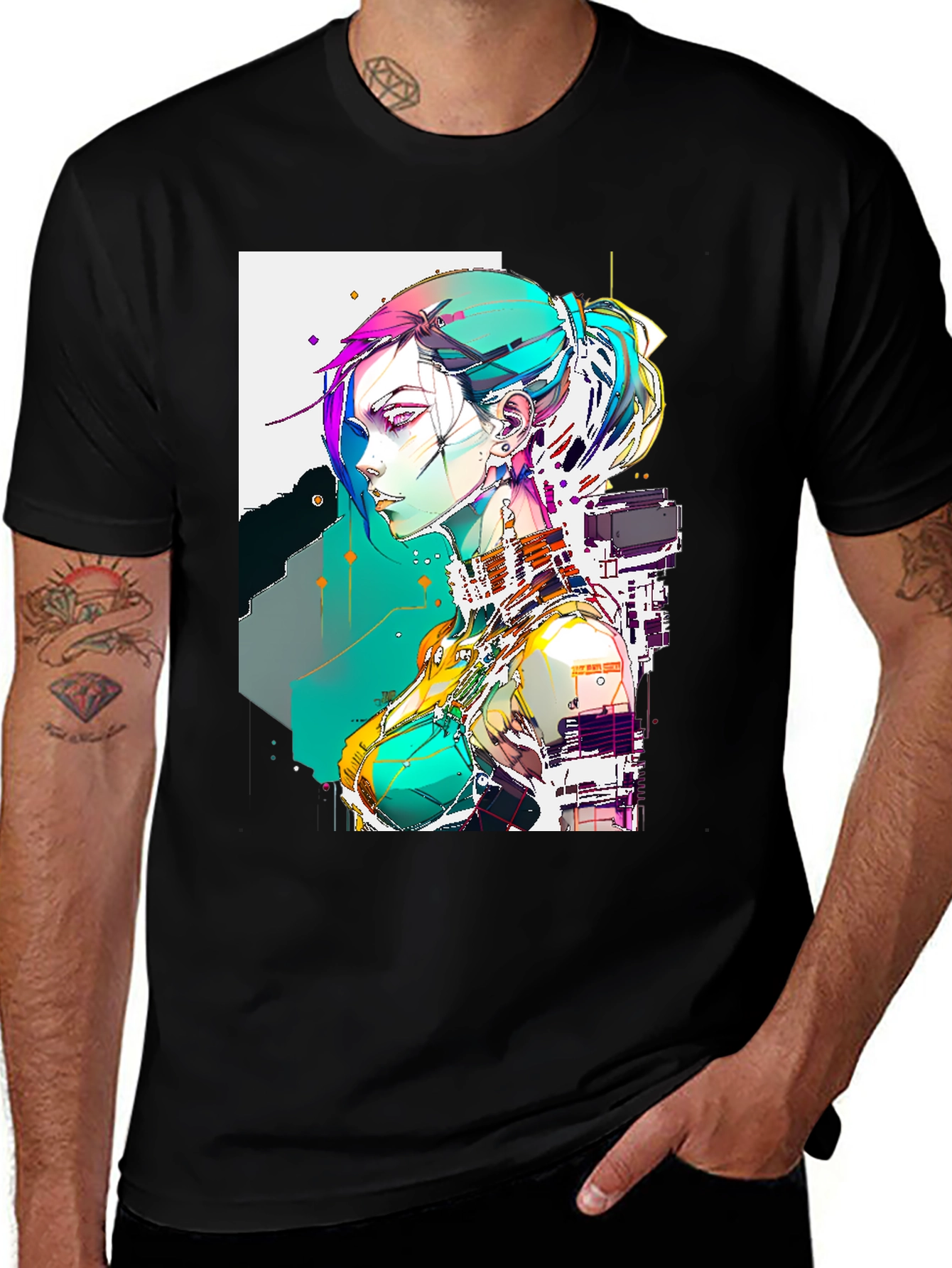 Variant 18 of Cyberpunk Girl Graphic Tee - Cool Anime Style
