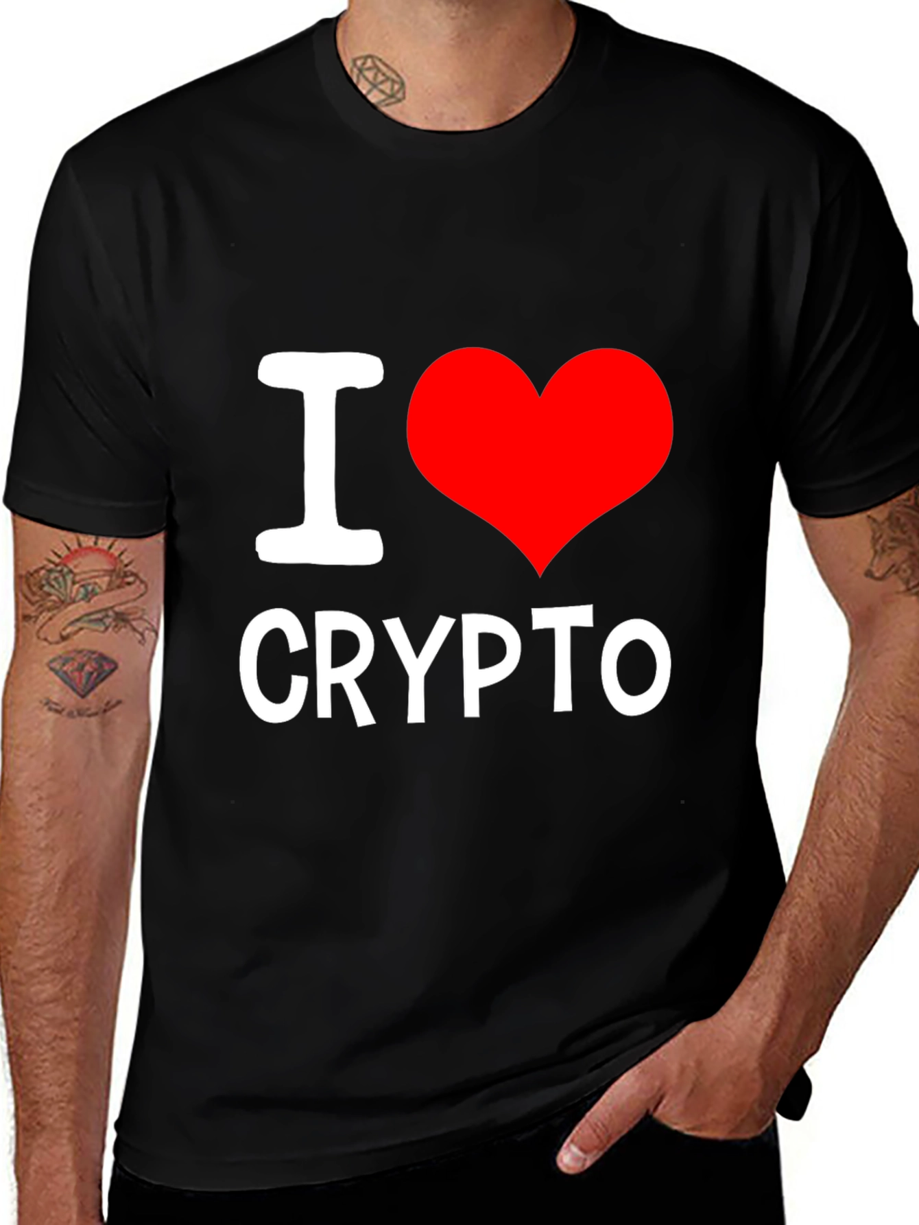 Variant 12 of I Love Crypto T-Shirt - Black, Short Sleeve, Casual Wear