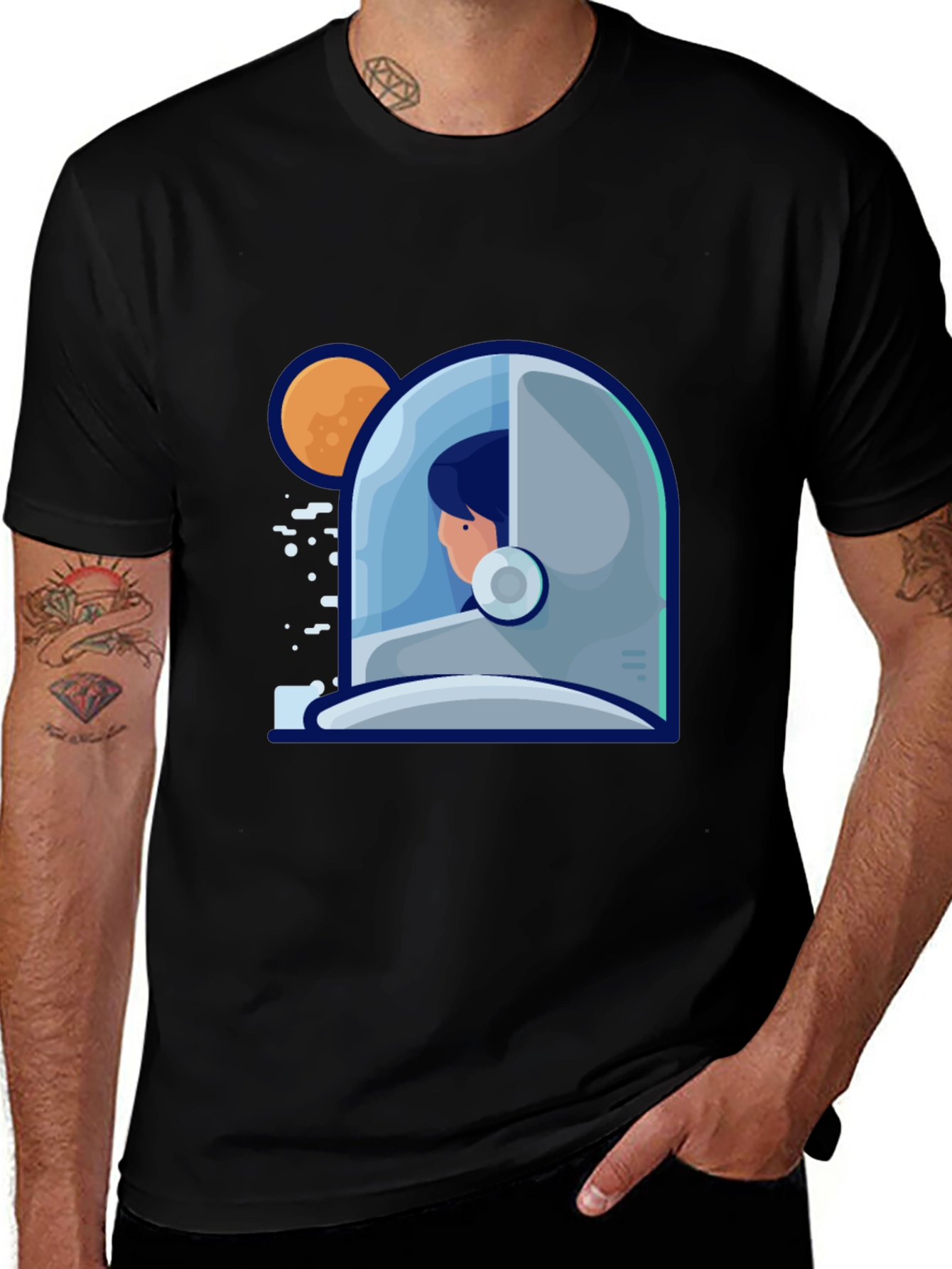 Variant 19 of Astronaut Graphic Print Tee - Stylish Space Design