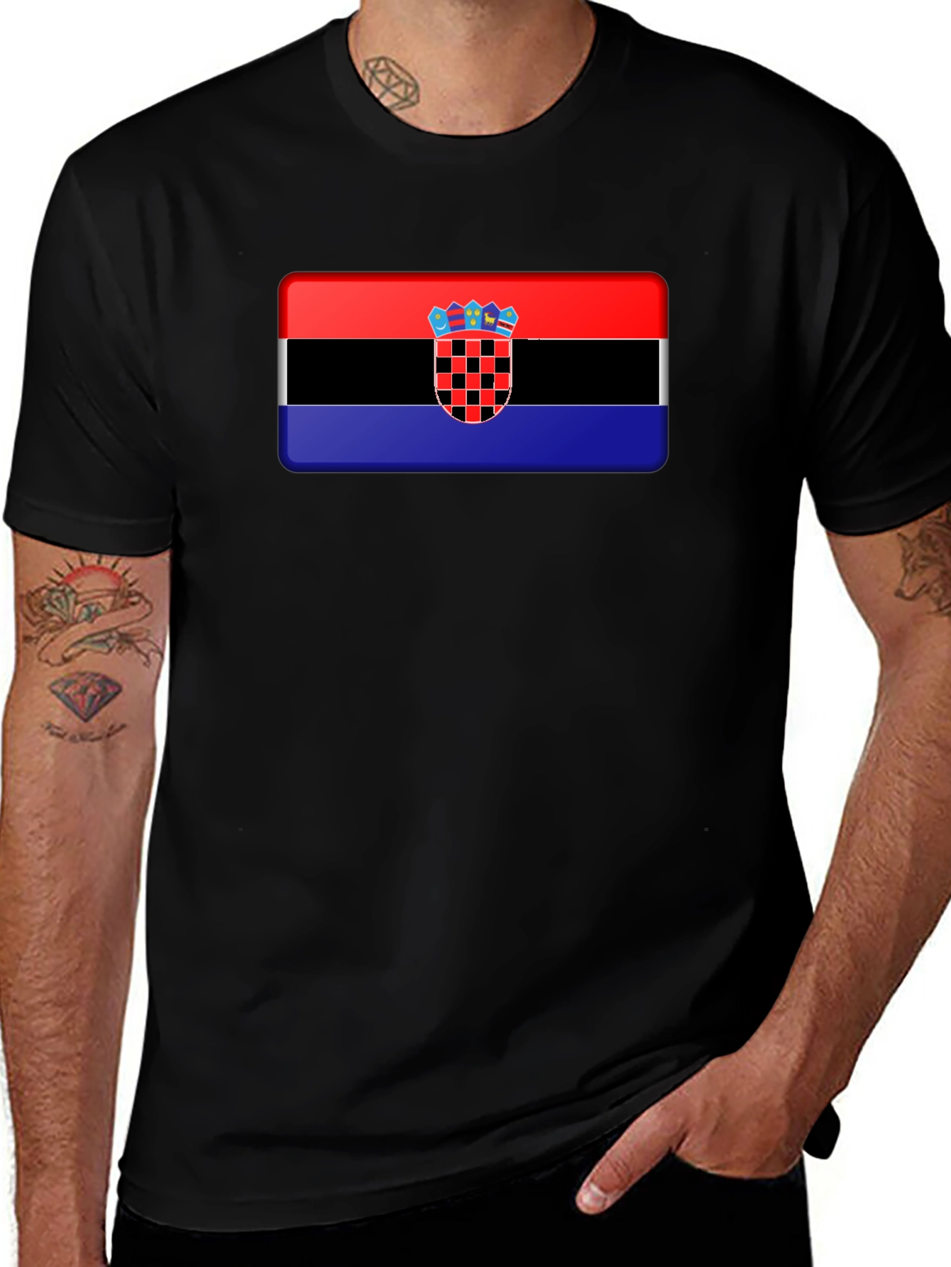Variant 30 of Croatian Flag Graphic T-Shirt - Black