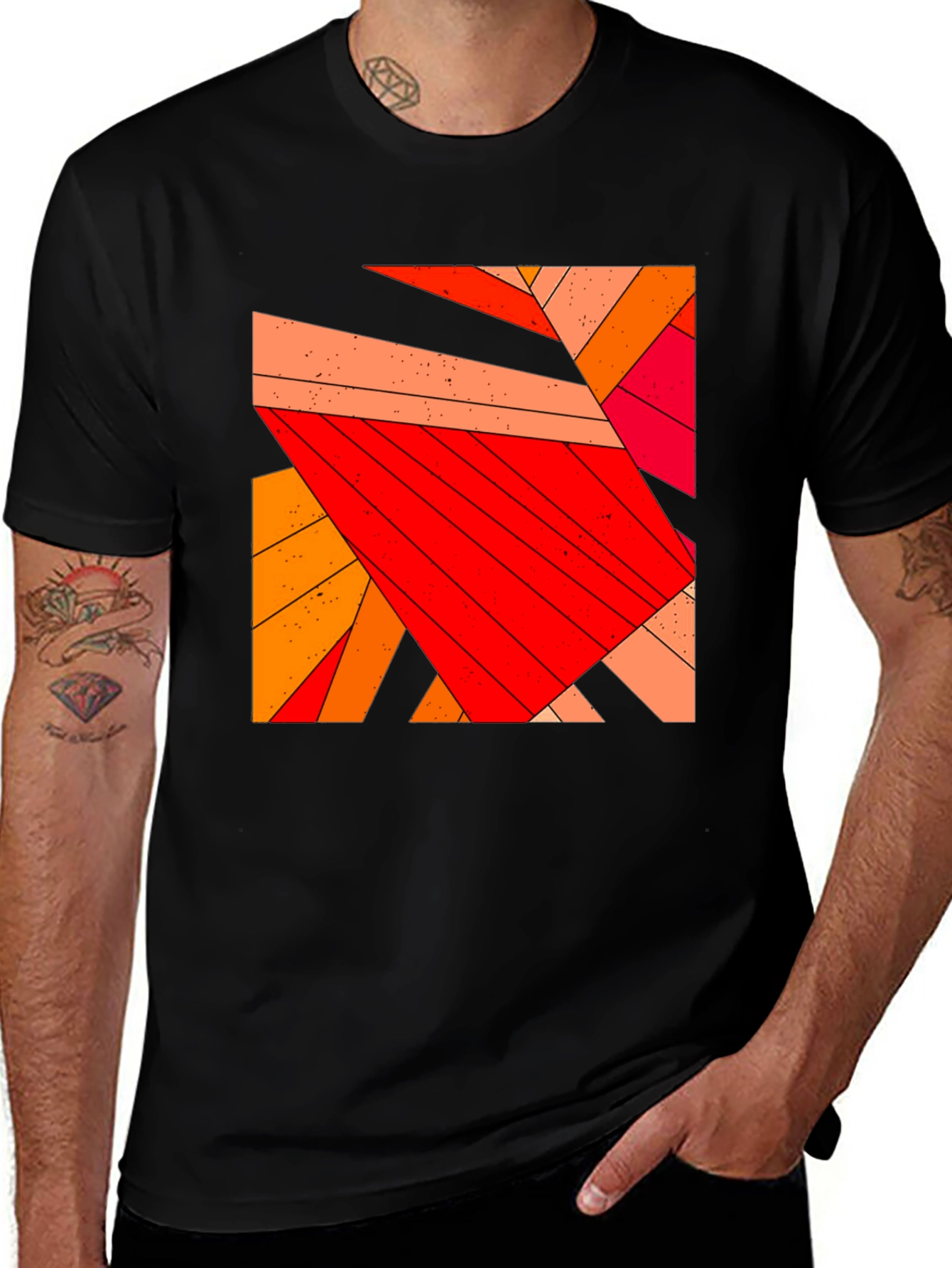Variant 2 of Geometric Design Black T-Shirt