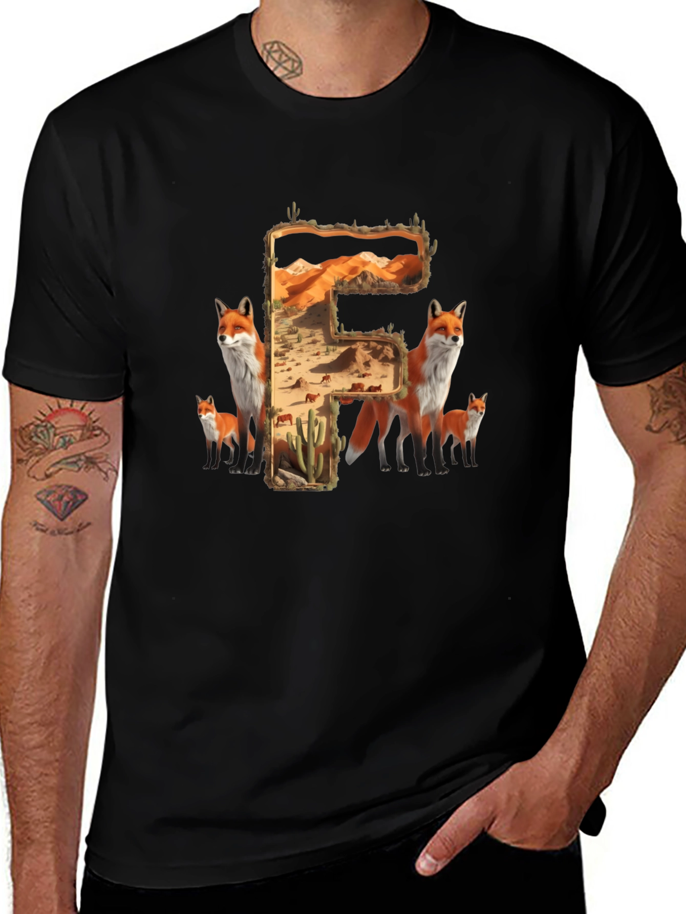 Variant 16 of Fox Desert Letter F T-Shirt
