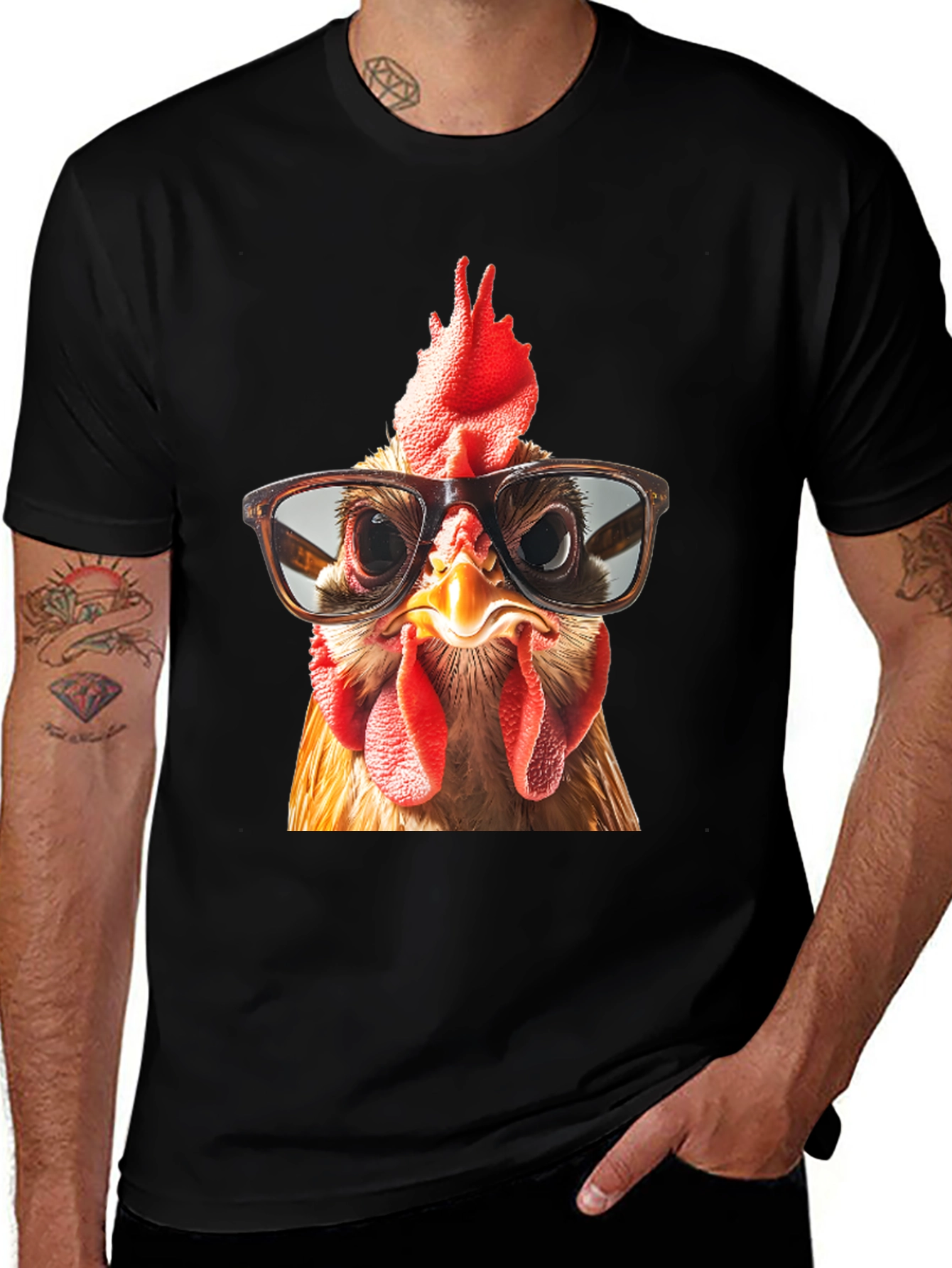 Variant 13 of Funny Chicken with Glasses Graphic T-Shirt