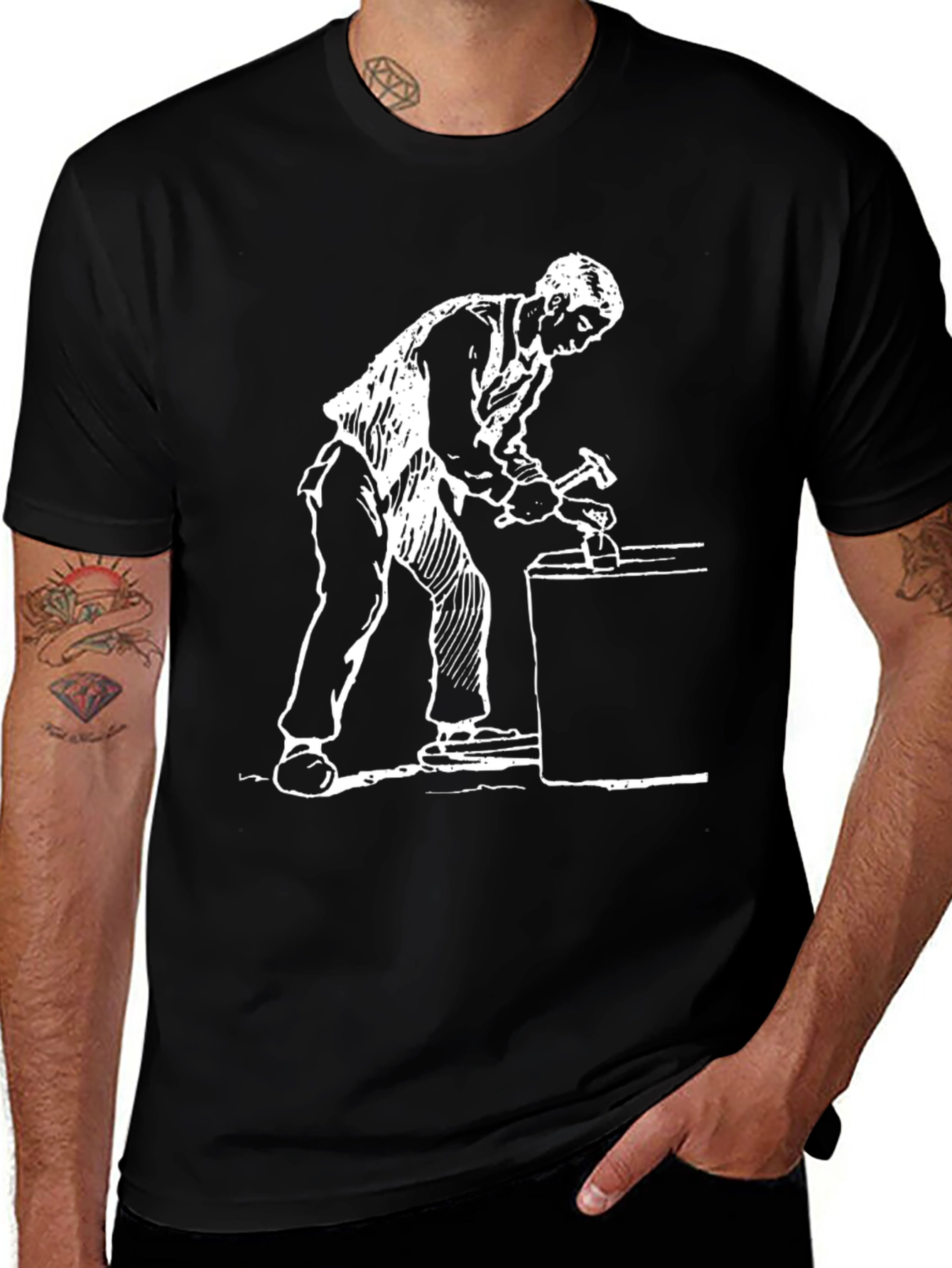 Variant 28 of Blacksmith Hammering Anvil Graphic Tee