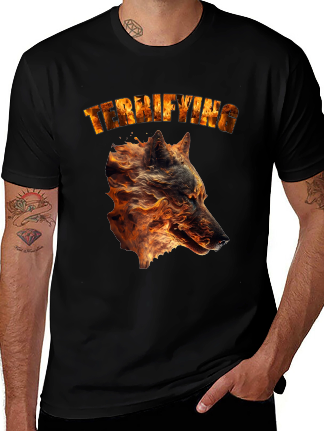 Variant 25 of Terrifying Fire Wolf Graphic T-Shirt