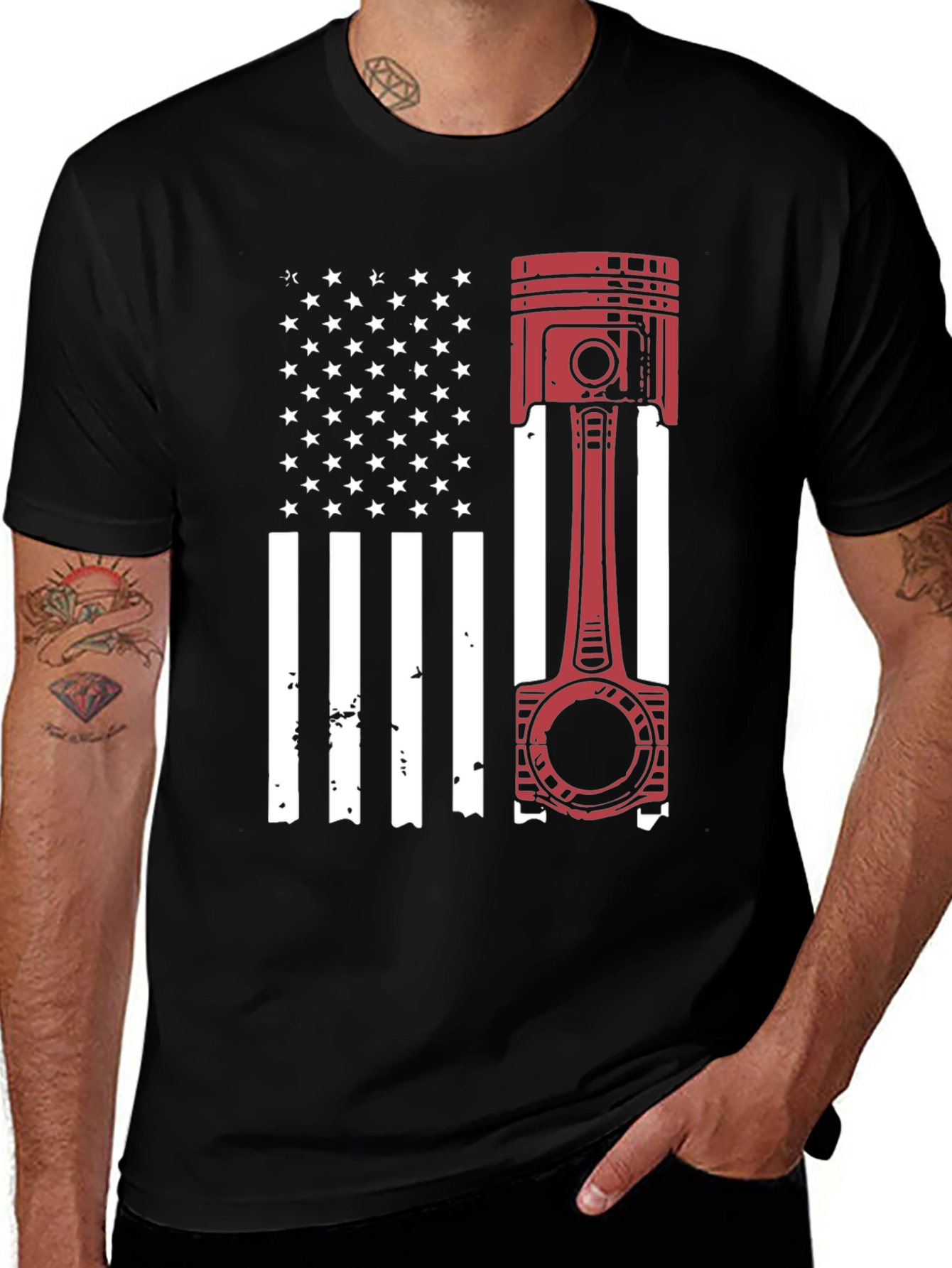 Variant 17 of American Flag Piston Graphic T-Shirt