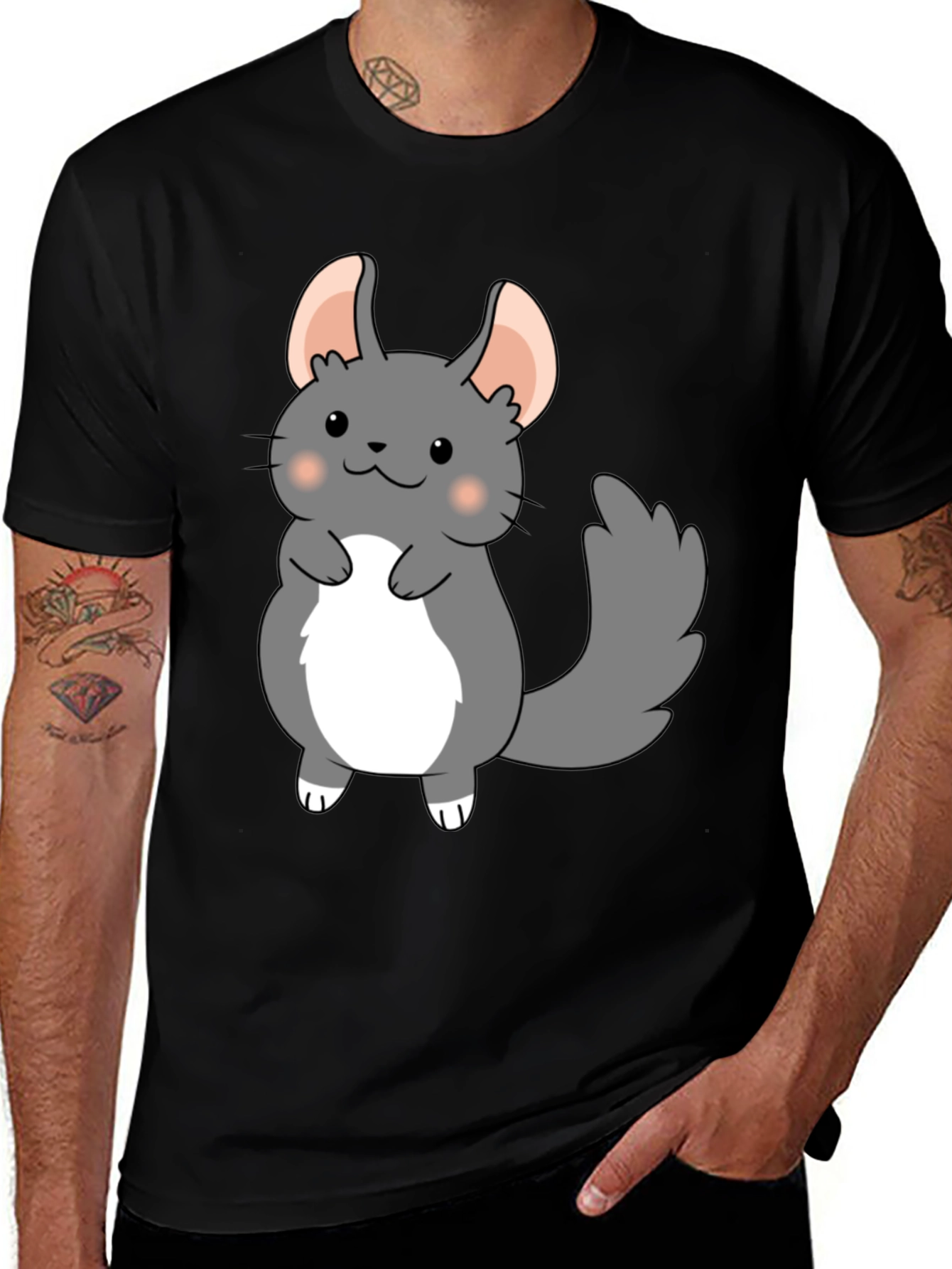 Variant 6 of Cute Chinchilla Graphic Tee - Black