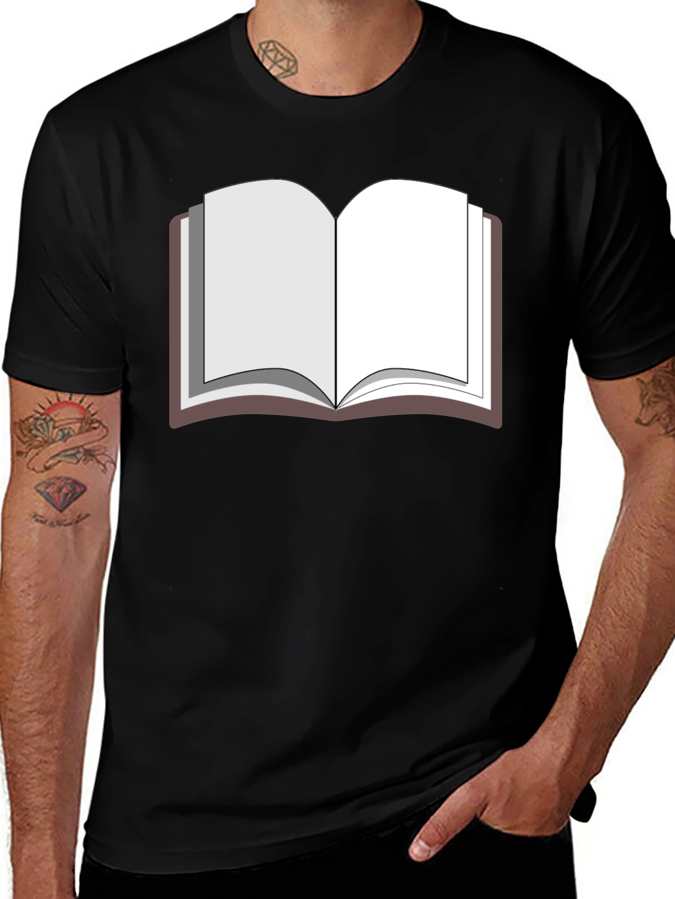 Variant 12 of Open Book Graphic Tee - Black Cotton T-Shirt
