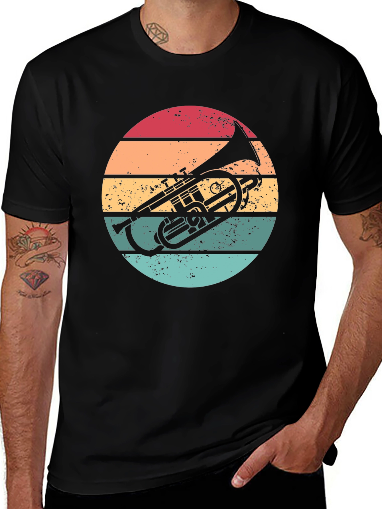 Variant 29 of Retro Trombone Sunset Graphic T-Shirt