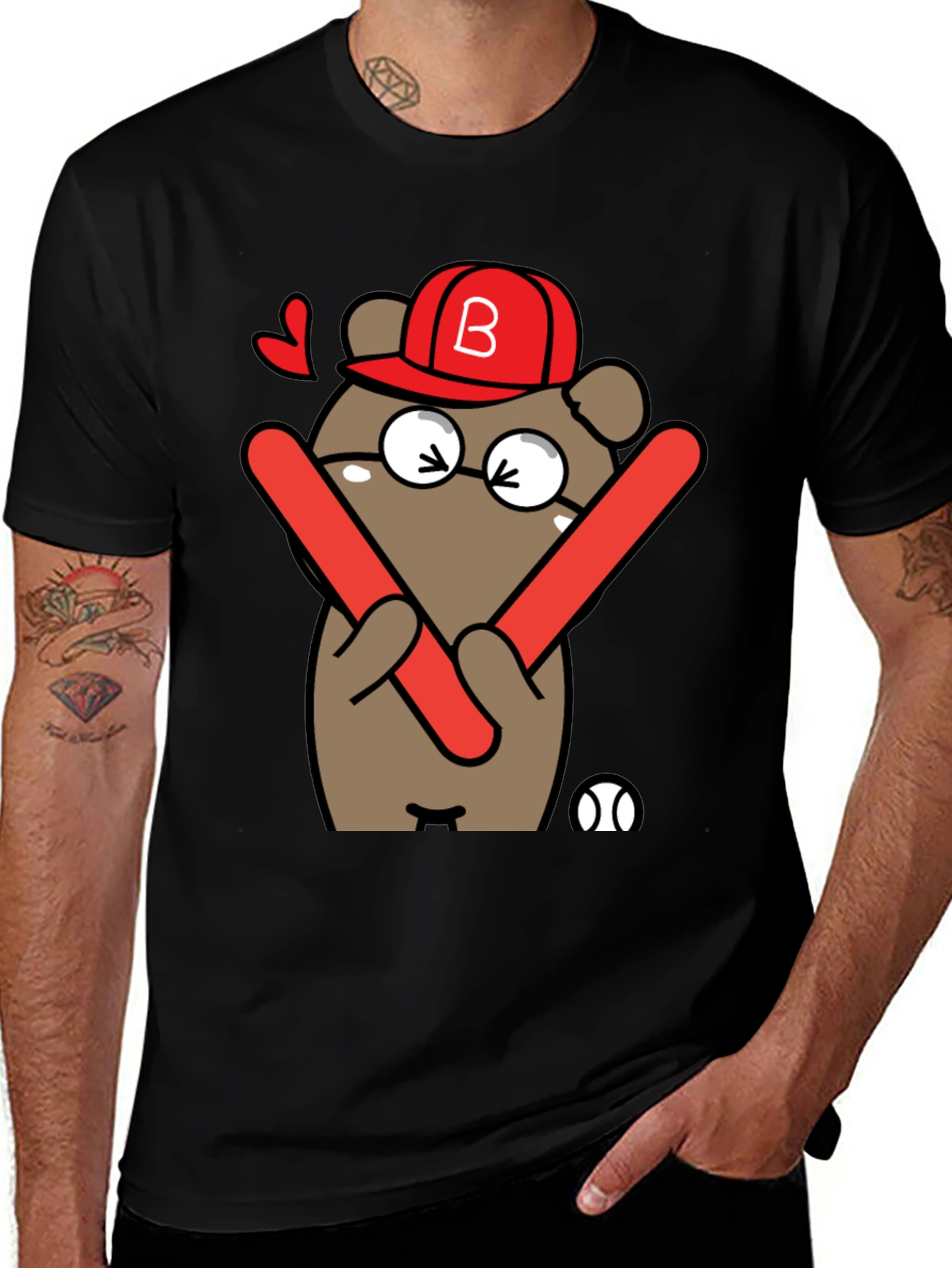 Variant 4 of Baseball Bear Graphic Tee - Funny Cartoon T-Shirt