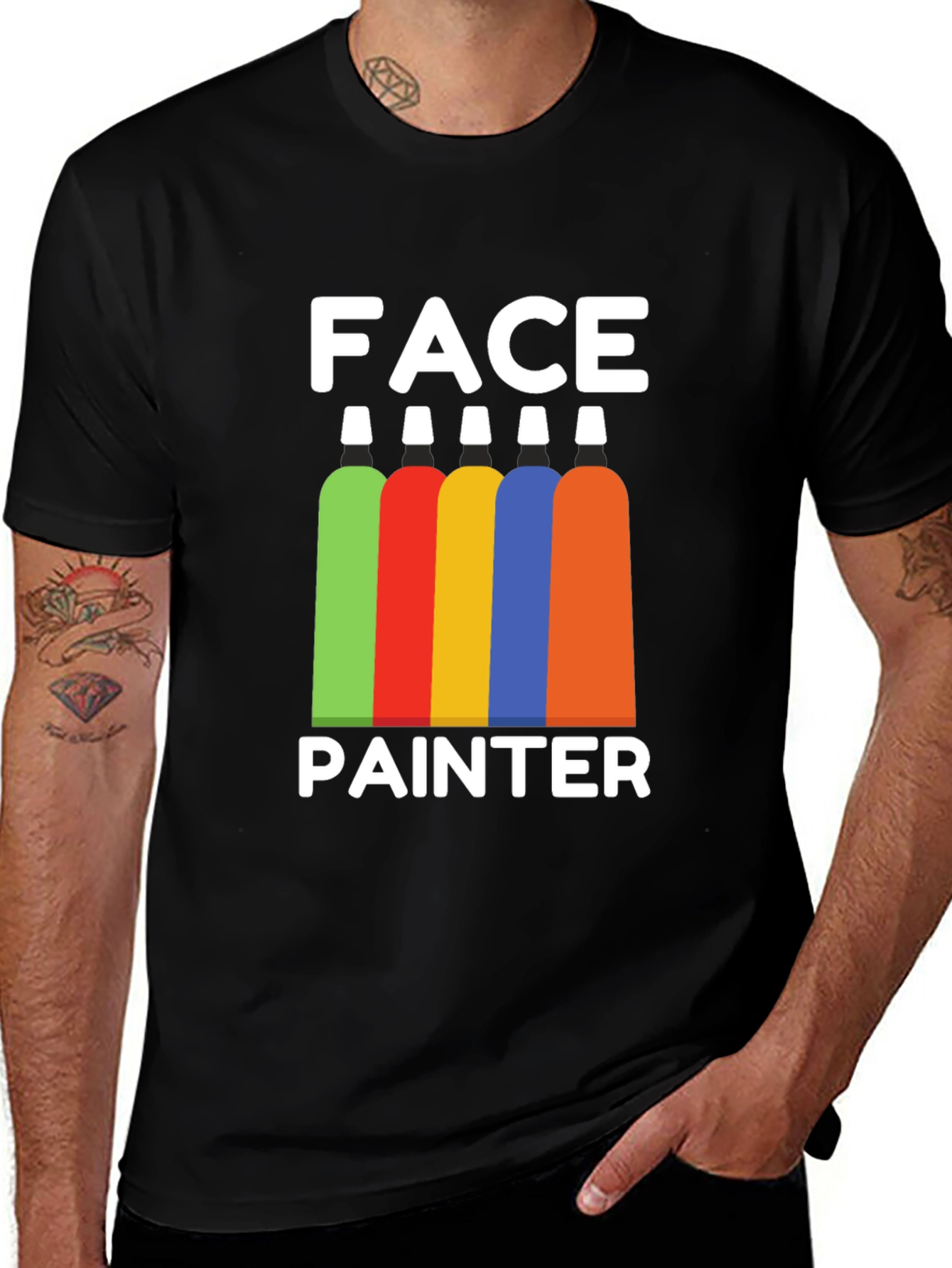 Face Painter Graphic Tee - Colorful Tubes Design